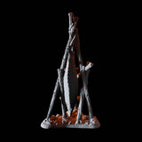 Campfire with Cooking Fish Miniature for Dungeons and Dragons, Pathfinder or other TTRPGs