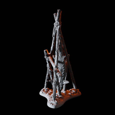 Campfire with Cooking Fish Miniature for Dungeons and Dragons, Pathfinder or other TTRPGs
