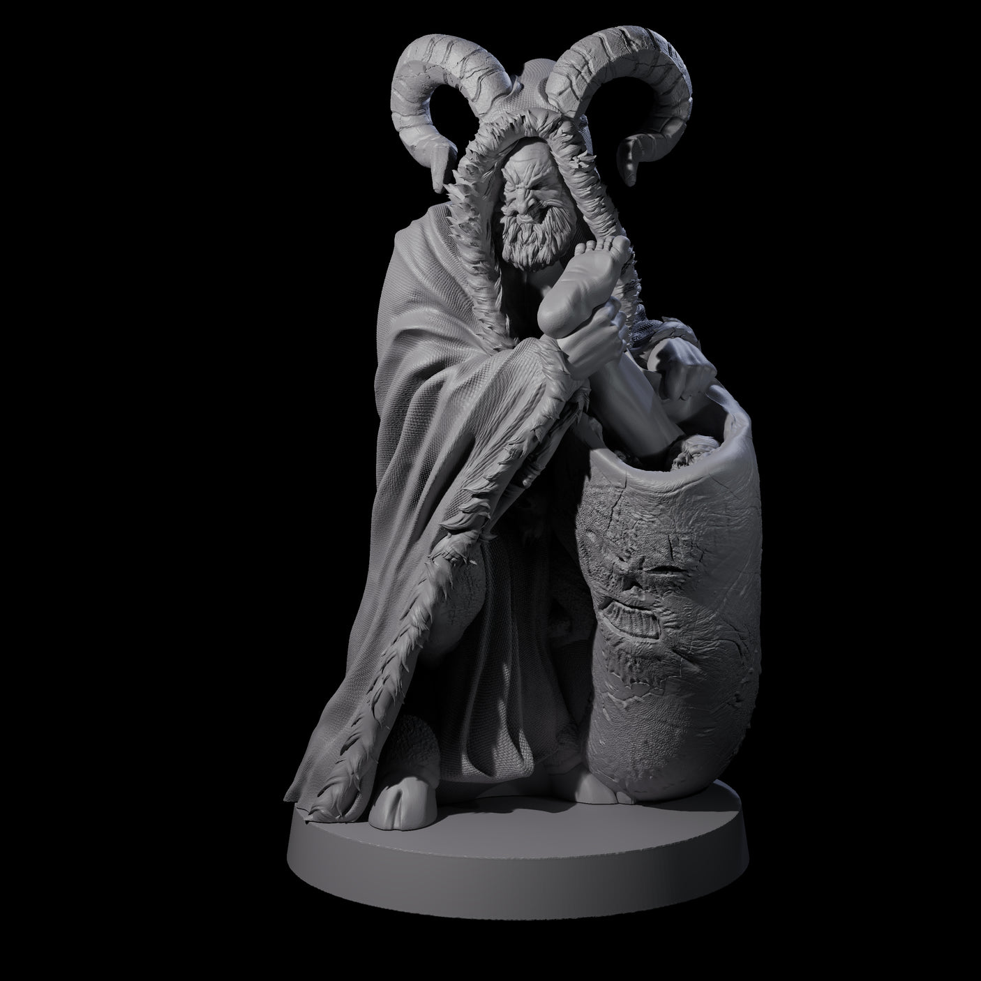 Capturing Krampus Miniature for Dungeons and Dragons, Pathfinder or other TTRPGs