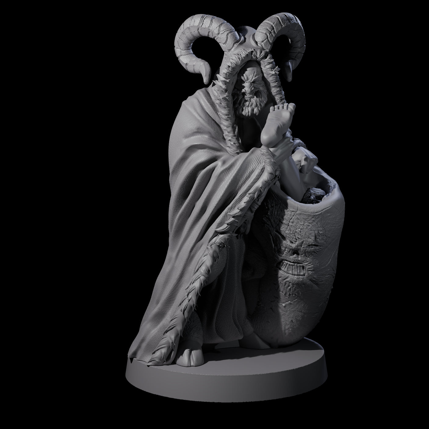 Capturing Krampus Miniature for Dungeons and Dragons, Pathfinder or other TTRPGs