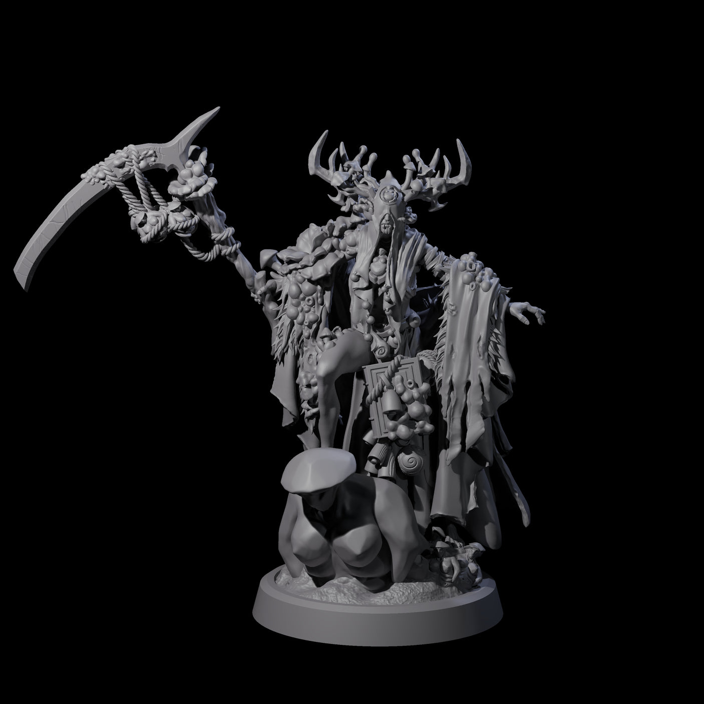Casting Spore Priest B Miniature for Dungeons and Dragons, Pathfinder or other TTRPGs