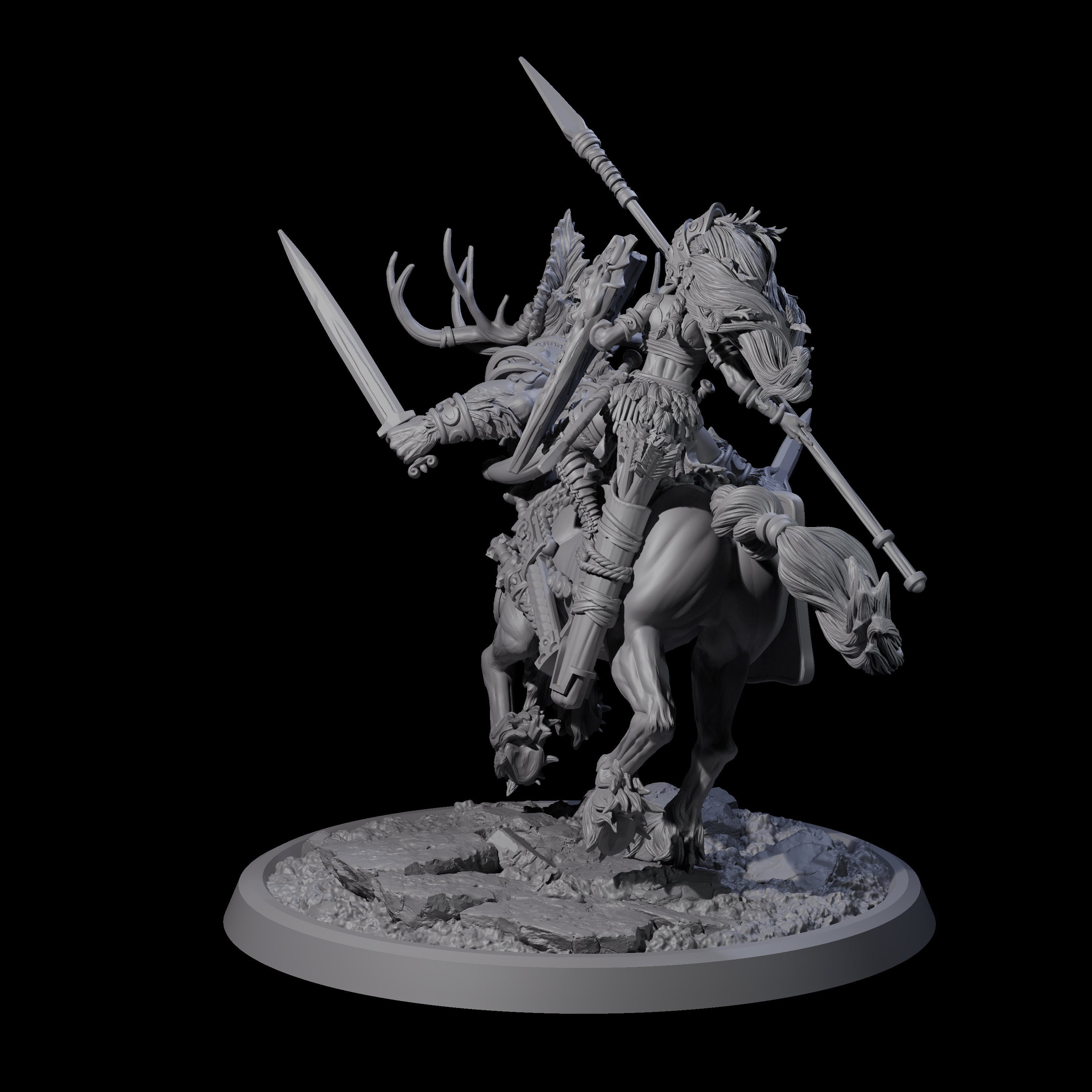 Centaur Elf Teamup B Miniature for Dungeons and Dragons, Pathfinder or other TTRPGs