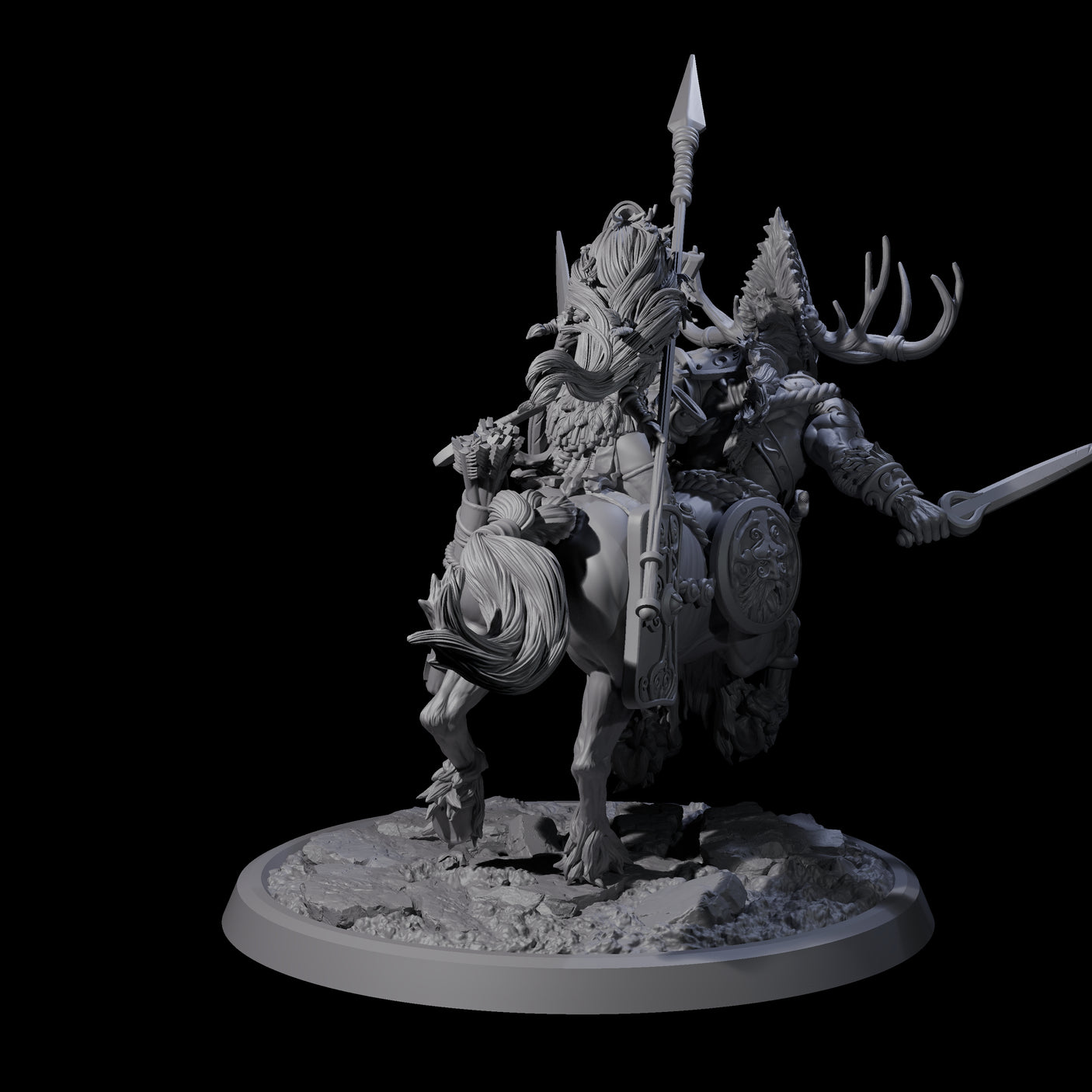 Centaur Elf Teamup B Miniature for Dungeons and Dragons, Pathfinder or other TTRPGs