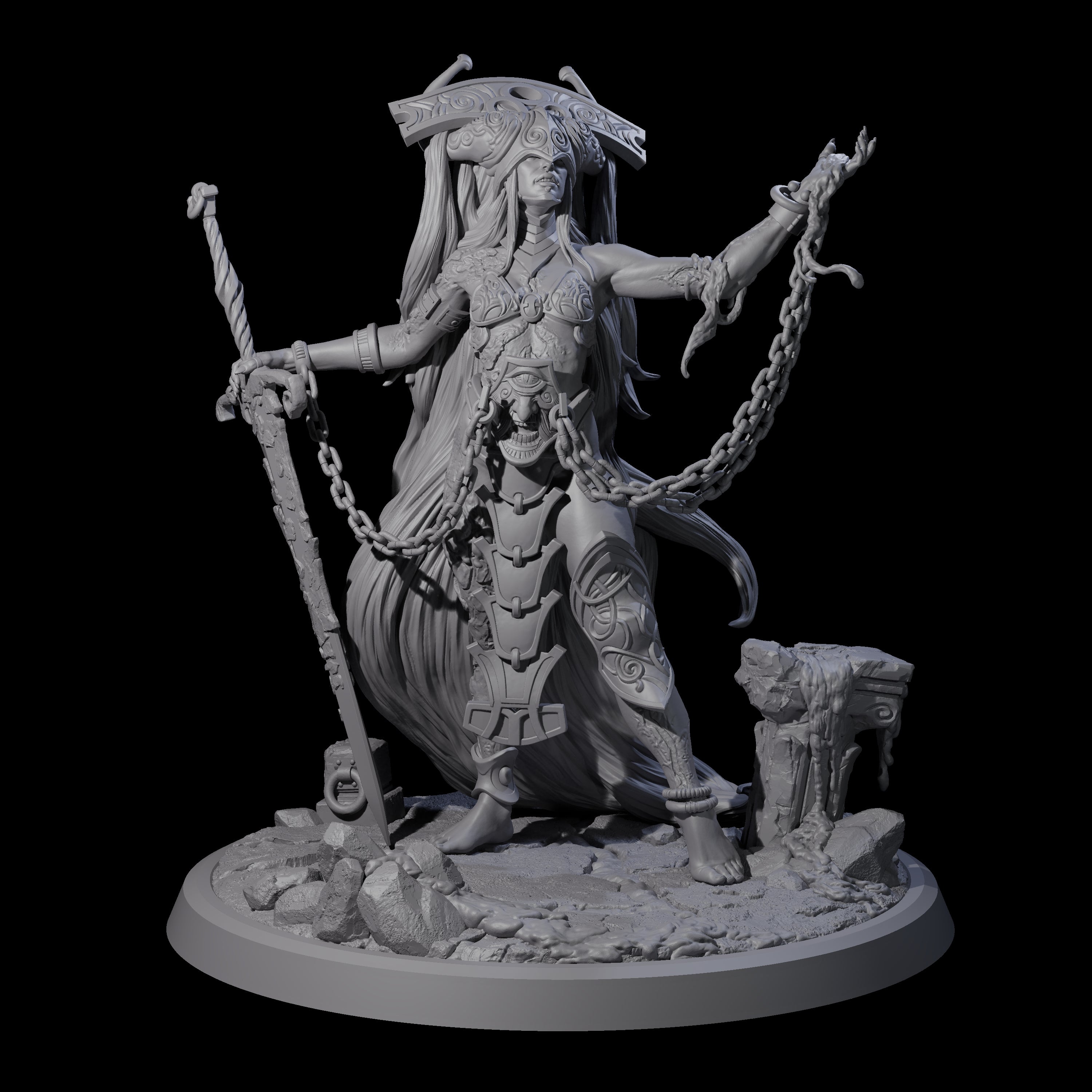 Chainbound Kyton Priestess A Miniature for Dungeons and Dragons, Pathfinder or other TTRPGs