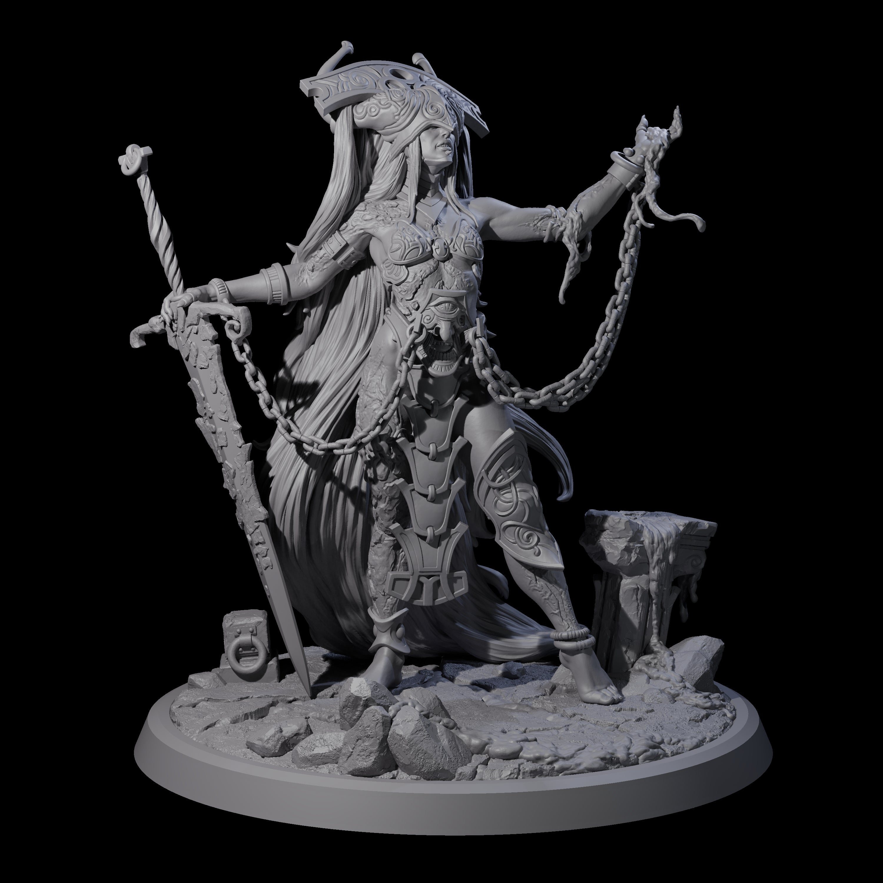 Chainbound Kyton Priestess A Miniature for Dungeons and Dragons, Pathfinder or other TTRPGs
