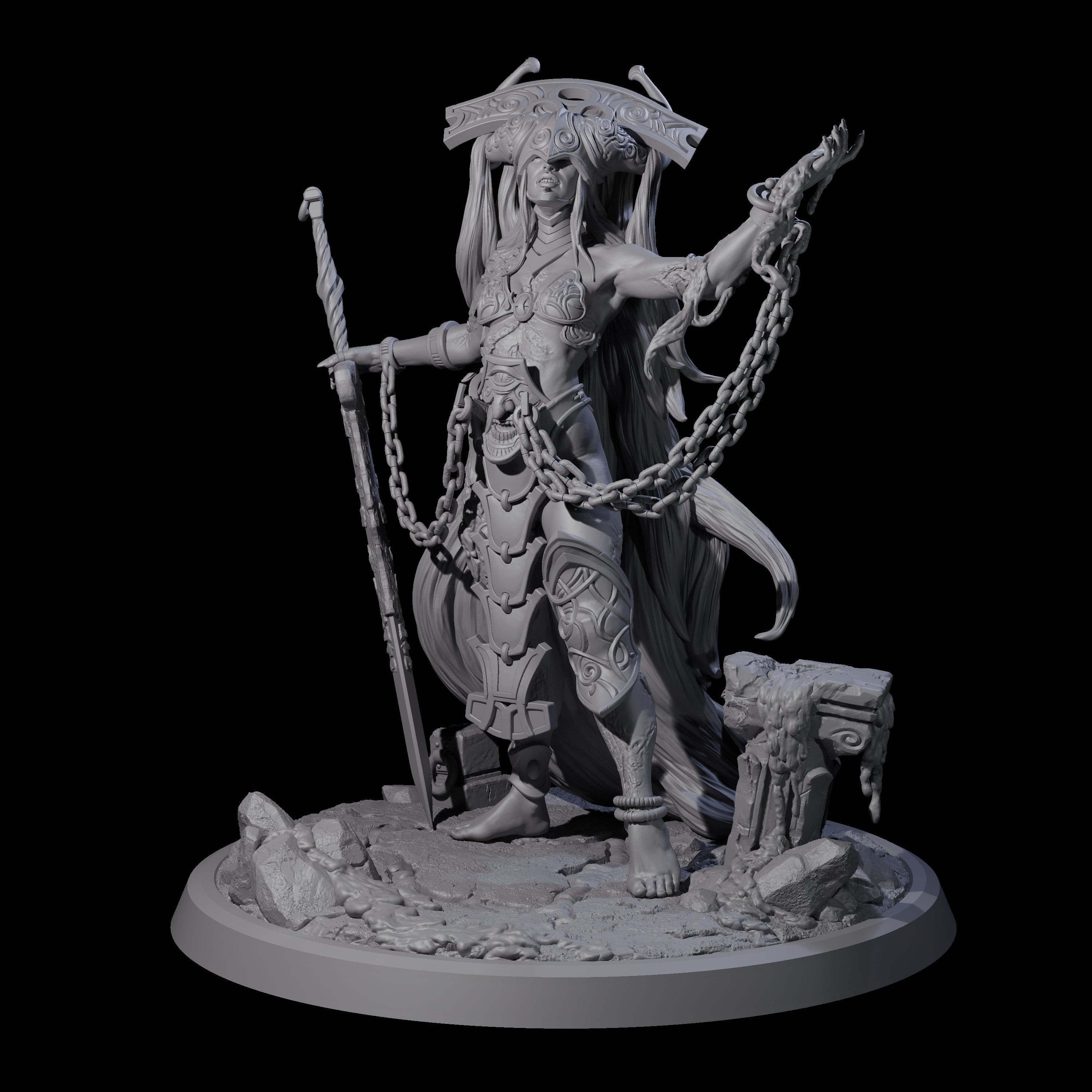 Chainbound Kyton Priestess A Miniature for Dungeons and Dragons, Pathfinder or other TTRPGs