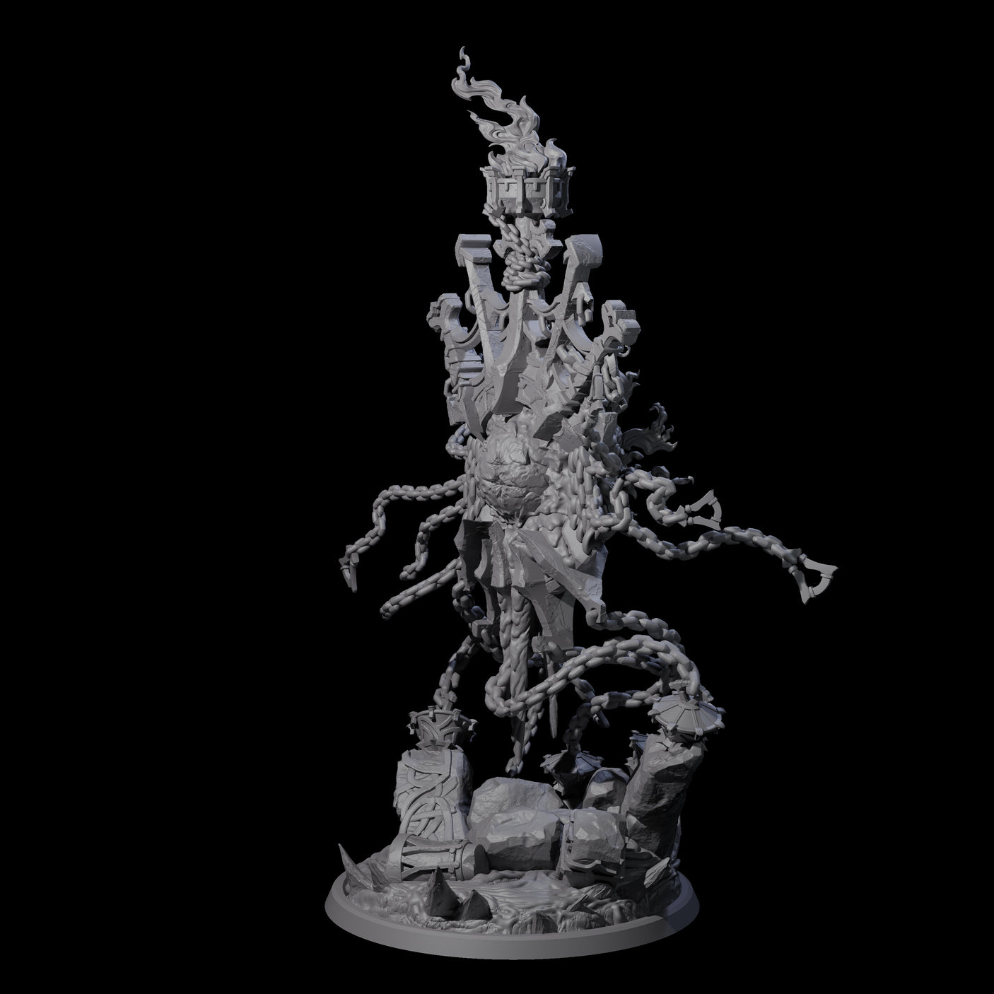 Chained Flaming Angel Miniature for Dungeons and Dragons, Pathfinder or other TTRPGs