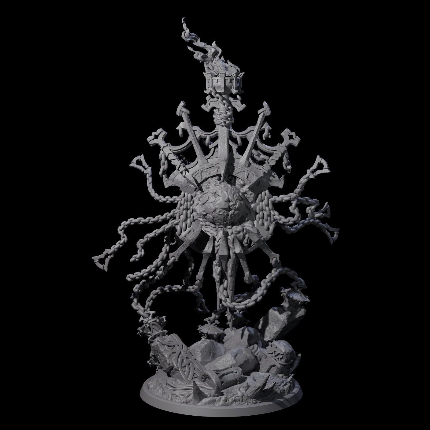 Chained Flaming Angel Miniature for Dungeons and Dragons, Pathfinder or other TTRPGs