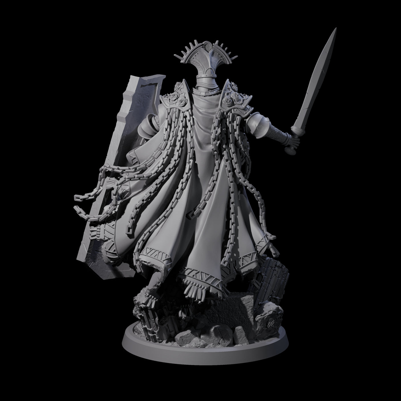 Chained Paladin of the Holy Light Miniature for Dungeons and Dragons, Pathfinder or other TTRPGs