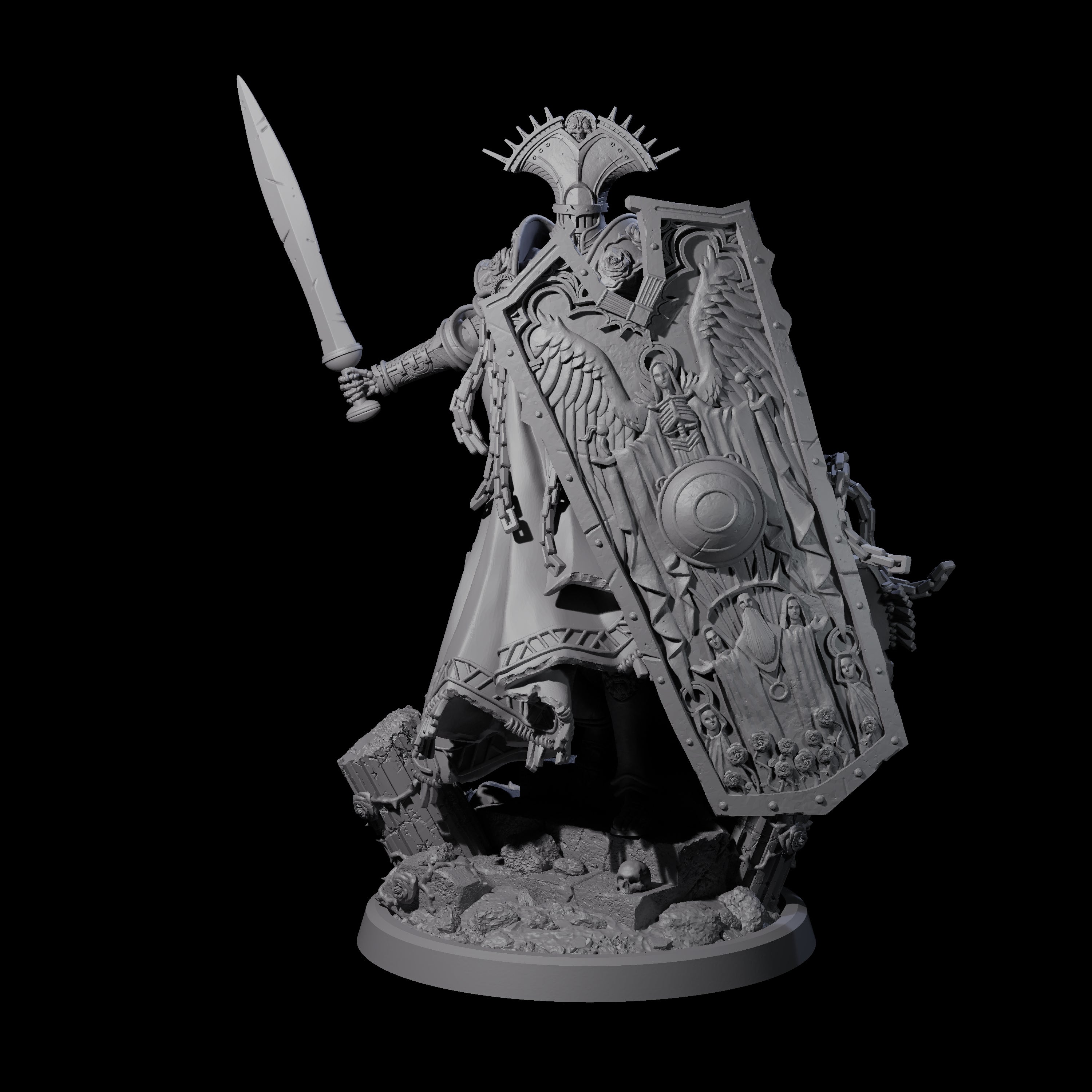 Chained Paladin of the Holy Light Miniature for Dungeons and Dragons, Pathfinder or other TTRPGs