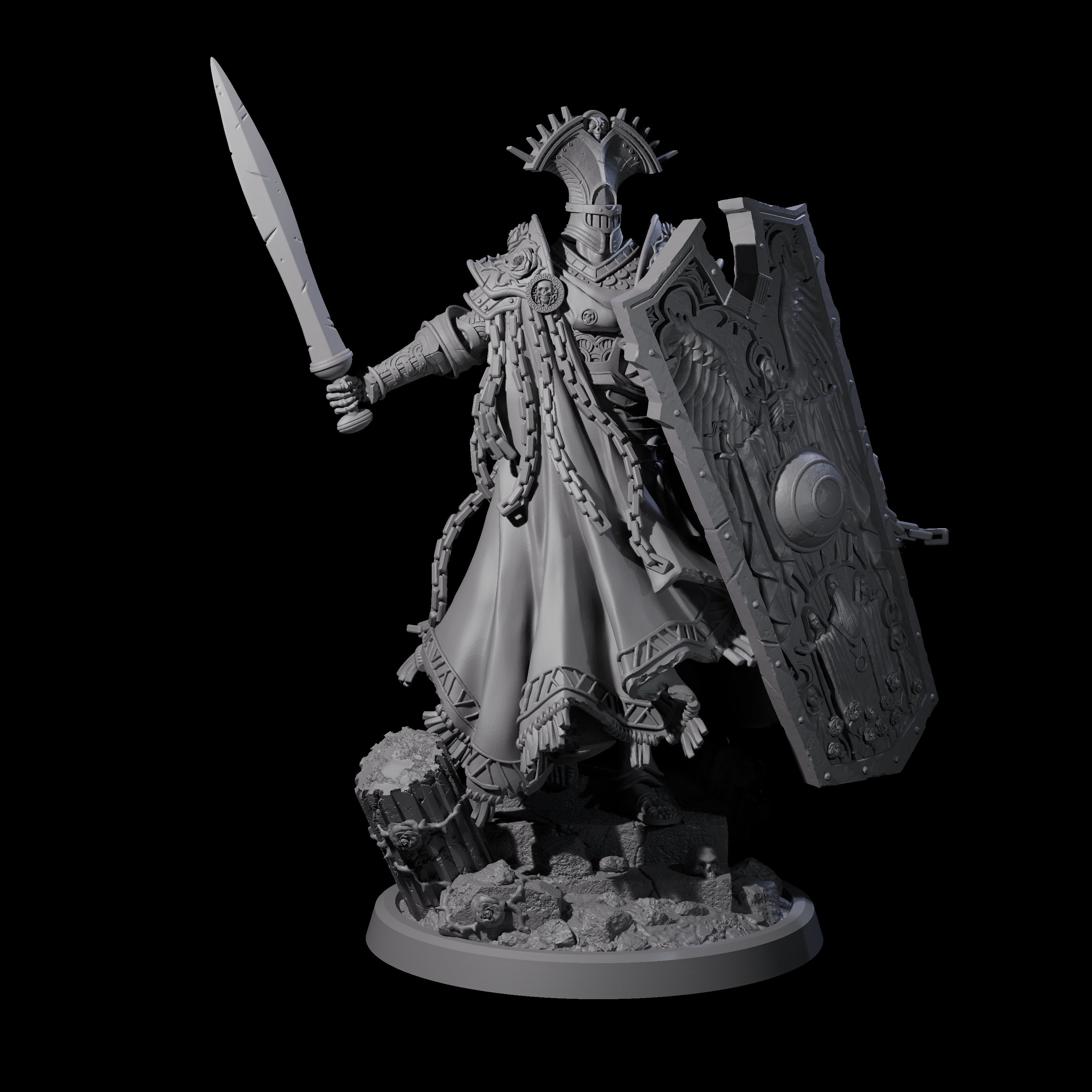 Chained Paladin of the Holy Light Miniature for Dungeons and Dragons, Pathfinder or other TTRPGs