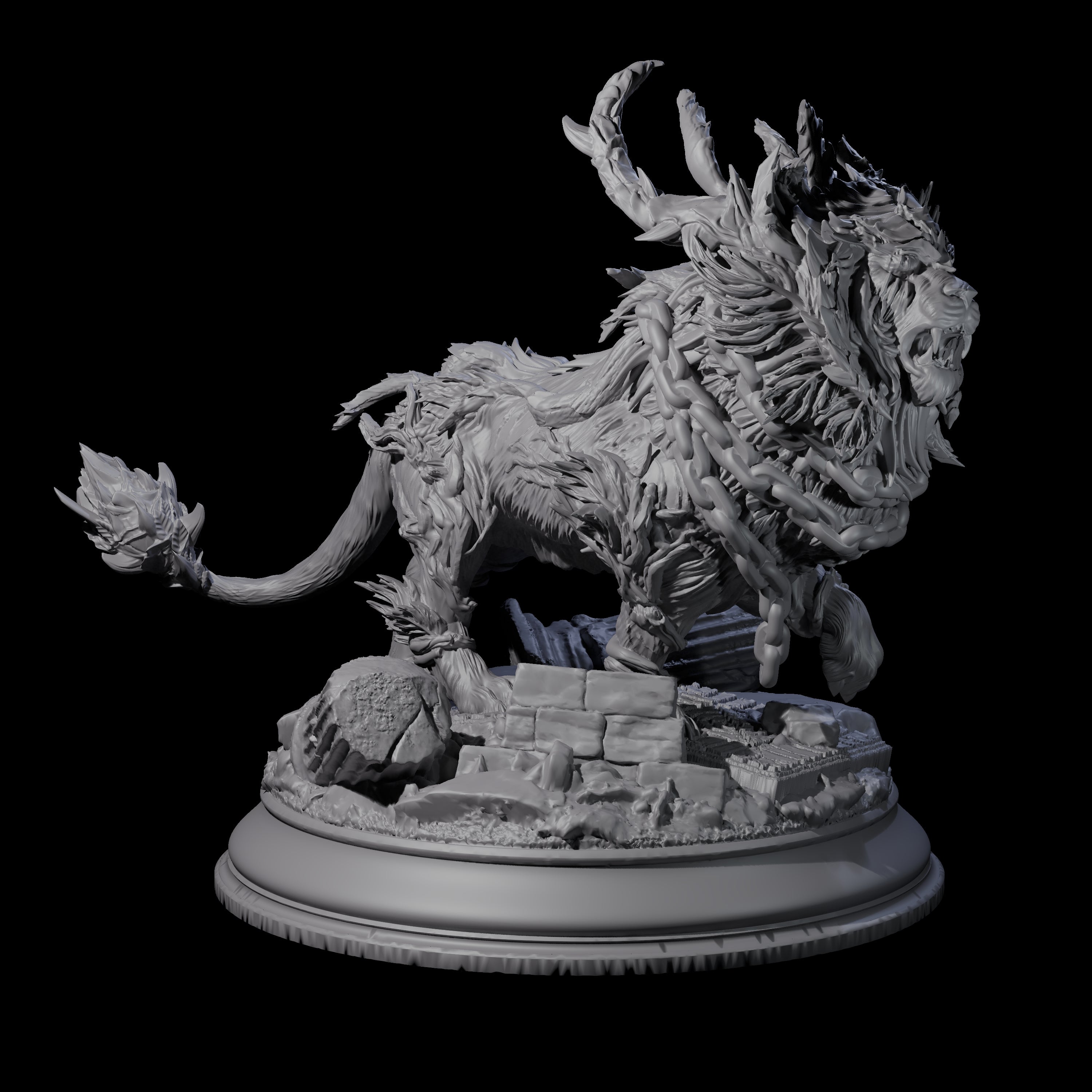 Chained Ram from the Nine Hells Miniature for Dungeons and Dragons, Pathfinder or other TTRPGs