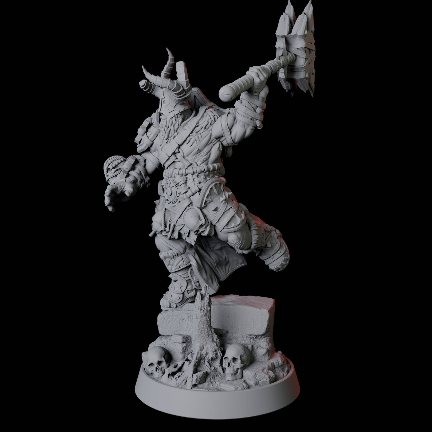 Charging Armoured Barbarian Miniature for Dungeons and Dragons, Pathfinder or other TTRPGs