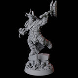 Charging Armoured Barbarian Miniature for Dungeons and Dragons, Pathfinder or other TTRPGs