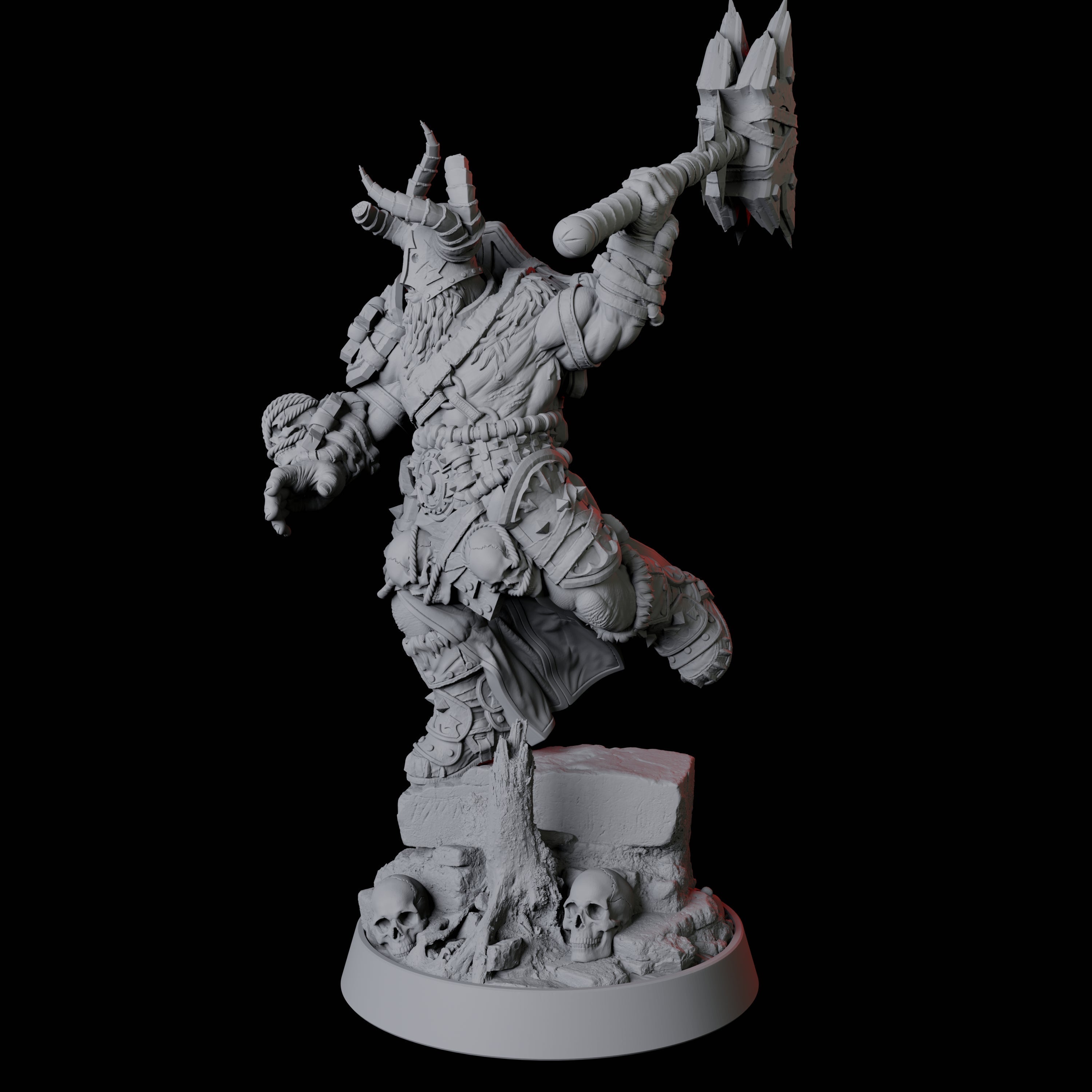 Charging Armoured Barbarian Miniature for Dungeons and Dragons