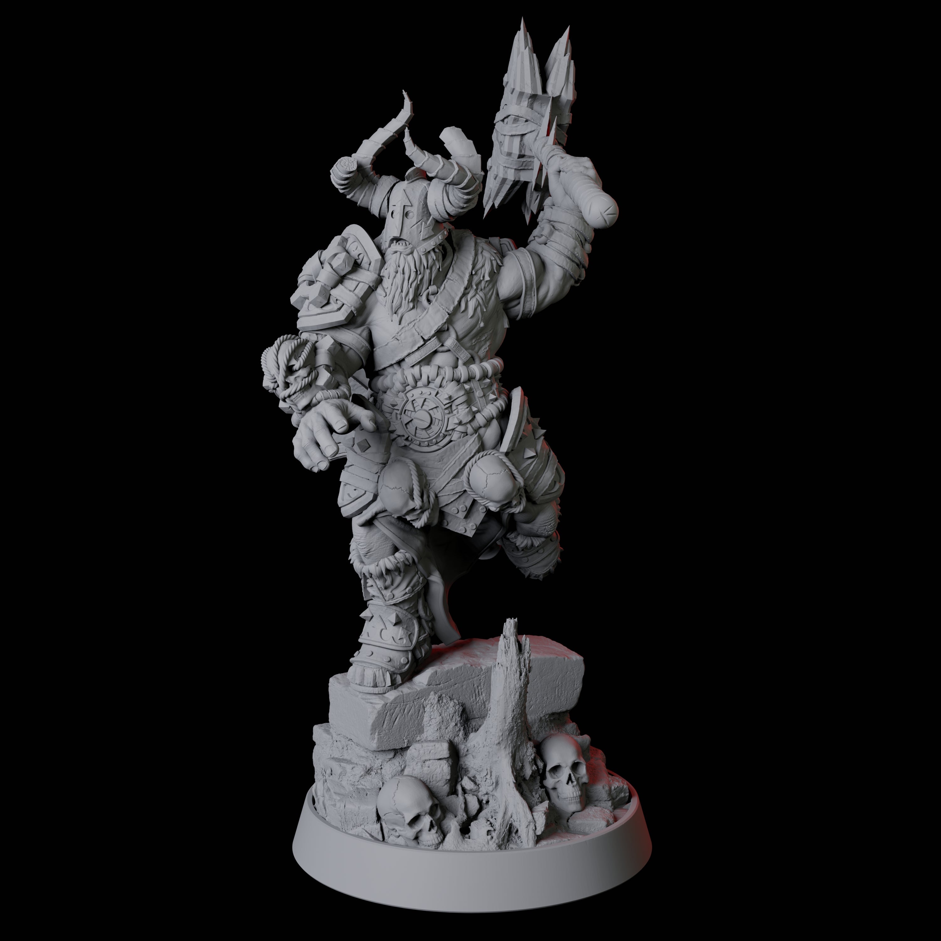 Charging Armoured Barbarian Miniature for Dungeons and Dragons