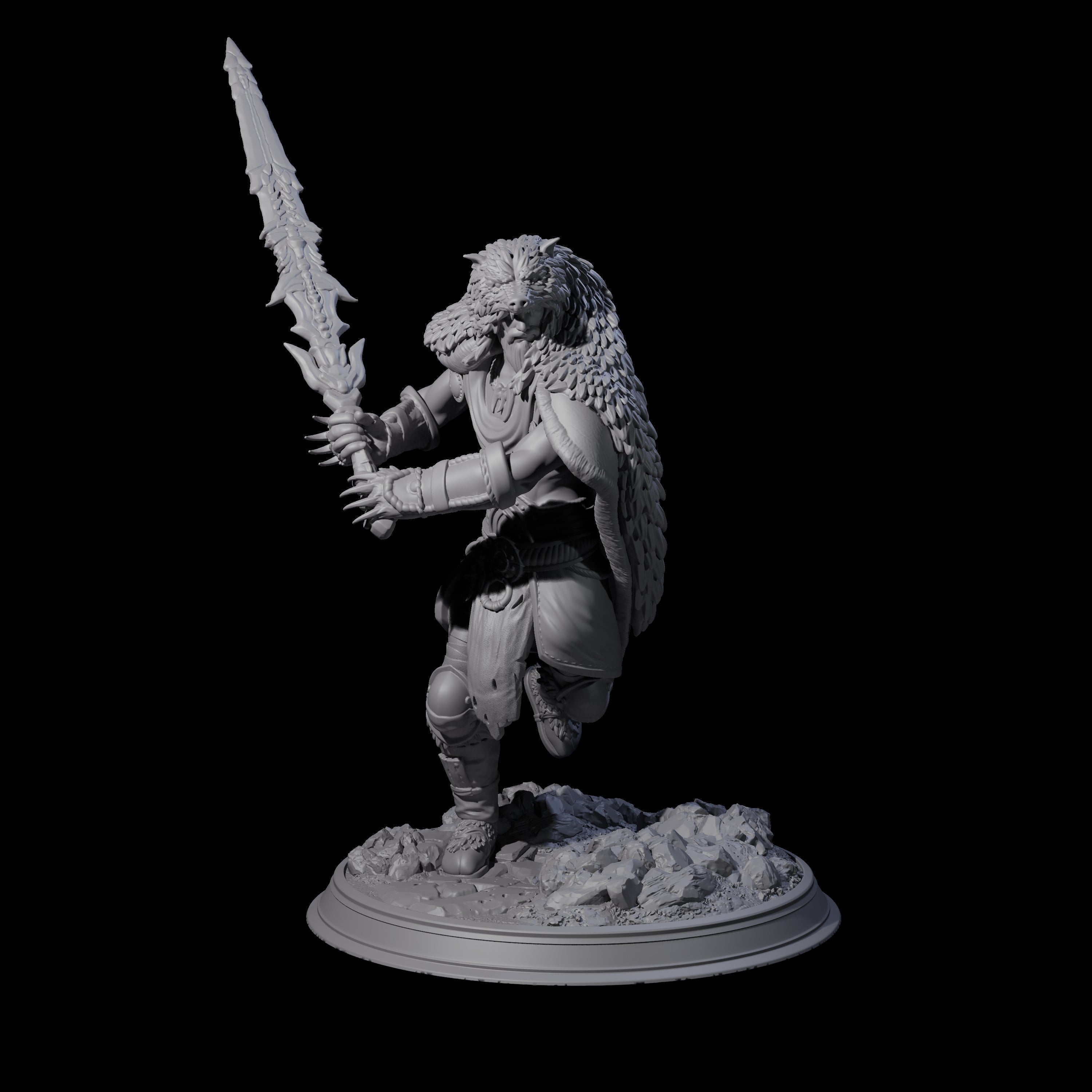 Charging Barbarian Warrior Miniature for Dungeons and Dragons, Pathfinder or other TTRPGs