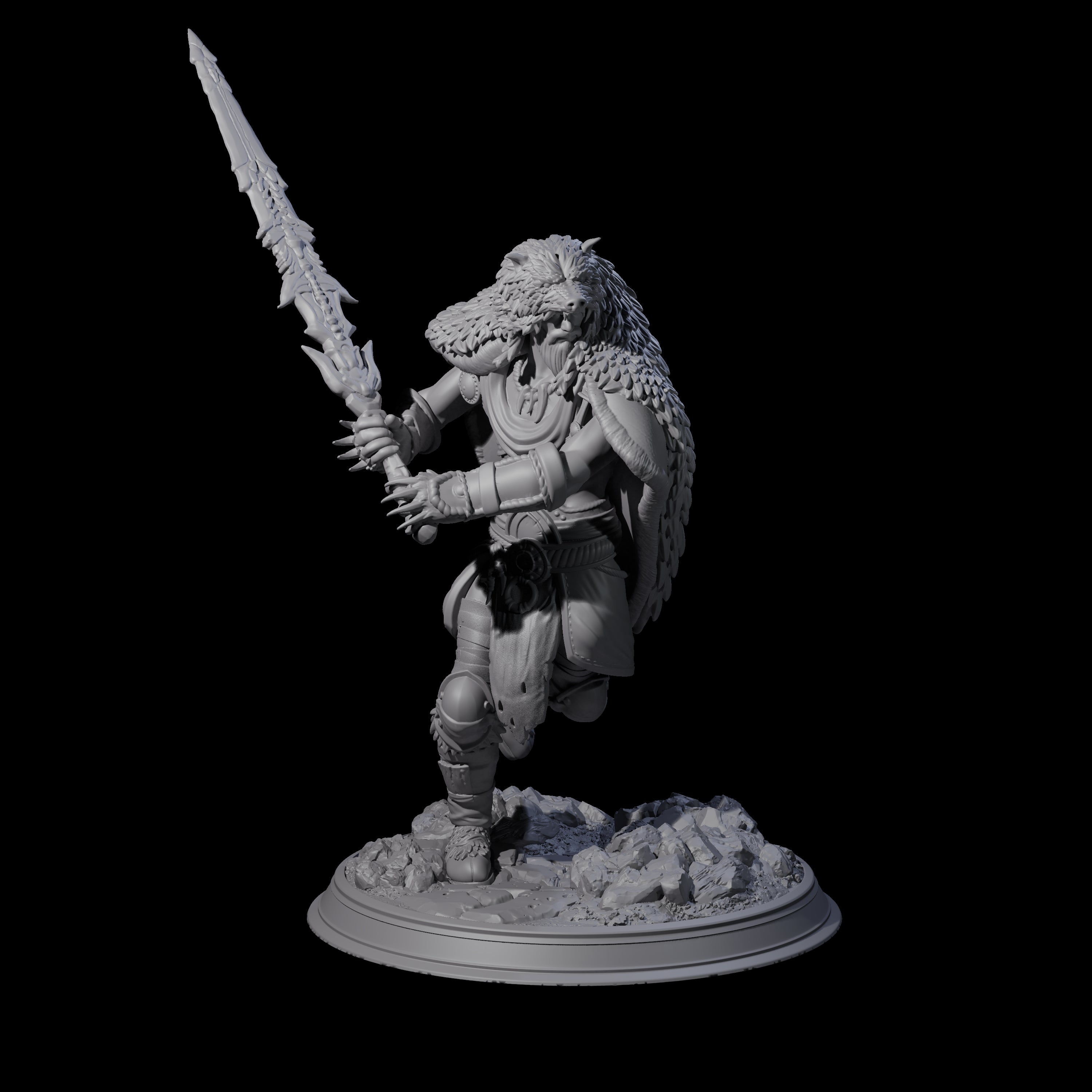 Charging Barbarian Warrior Miniature for Dungeons and Dragons, Pathfinder or other TTRPGs