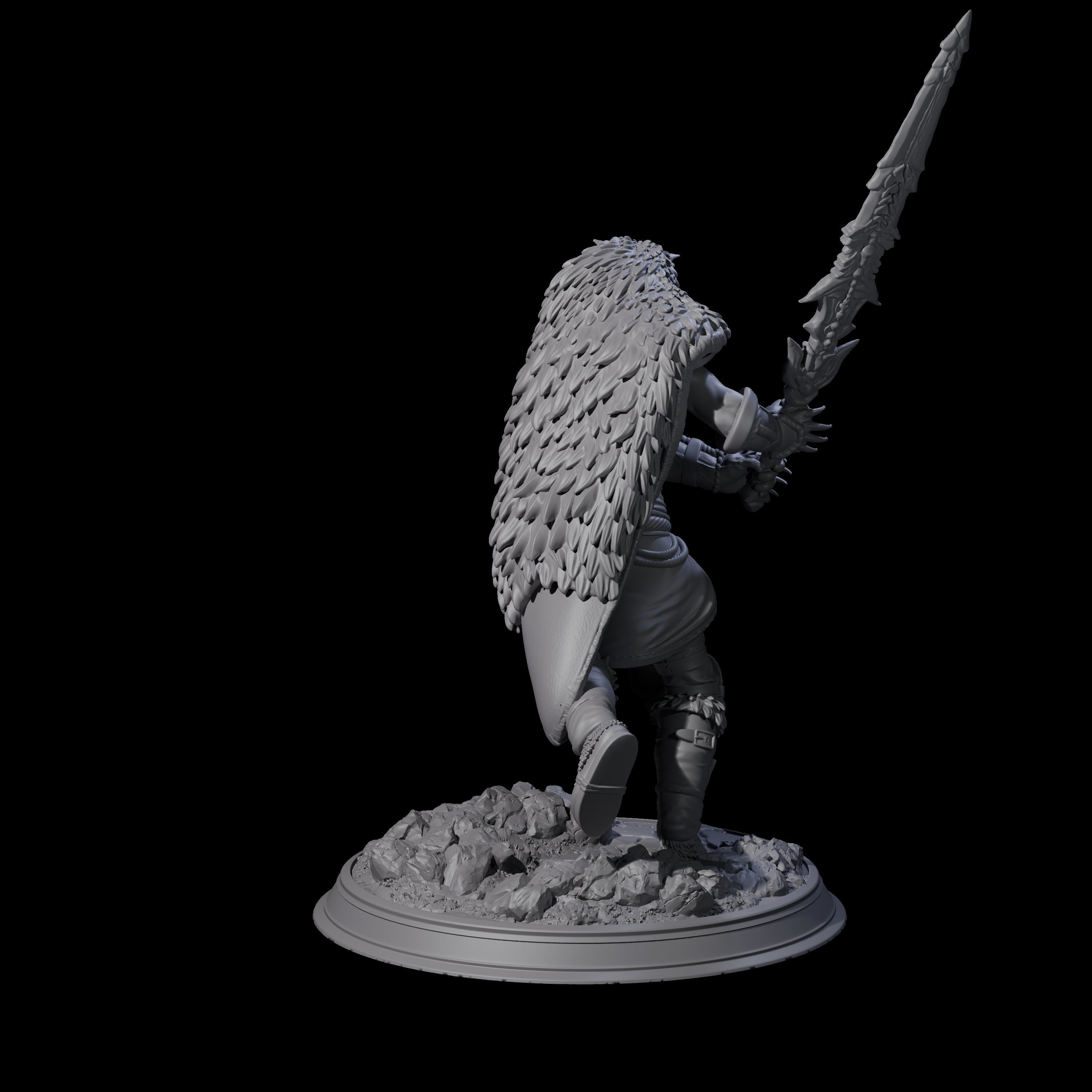 Charging Barbarian Warrior Miniature for Dungeons and Dragons, Pathfinder or other TTRPGs