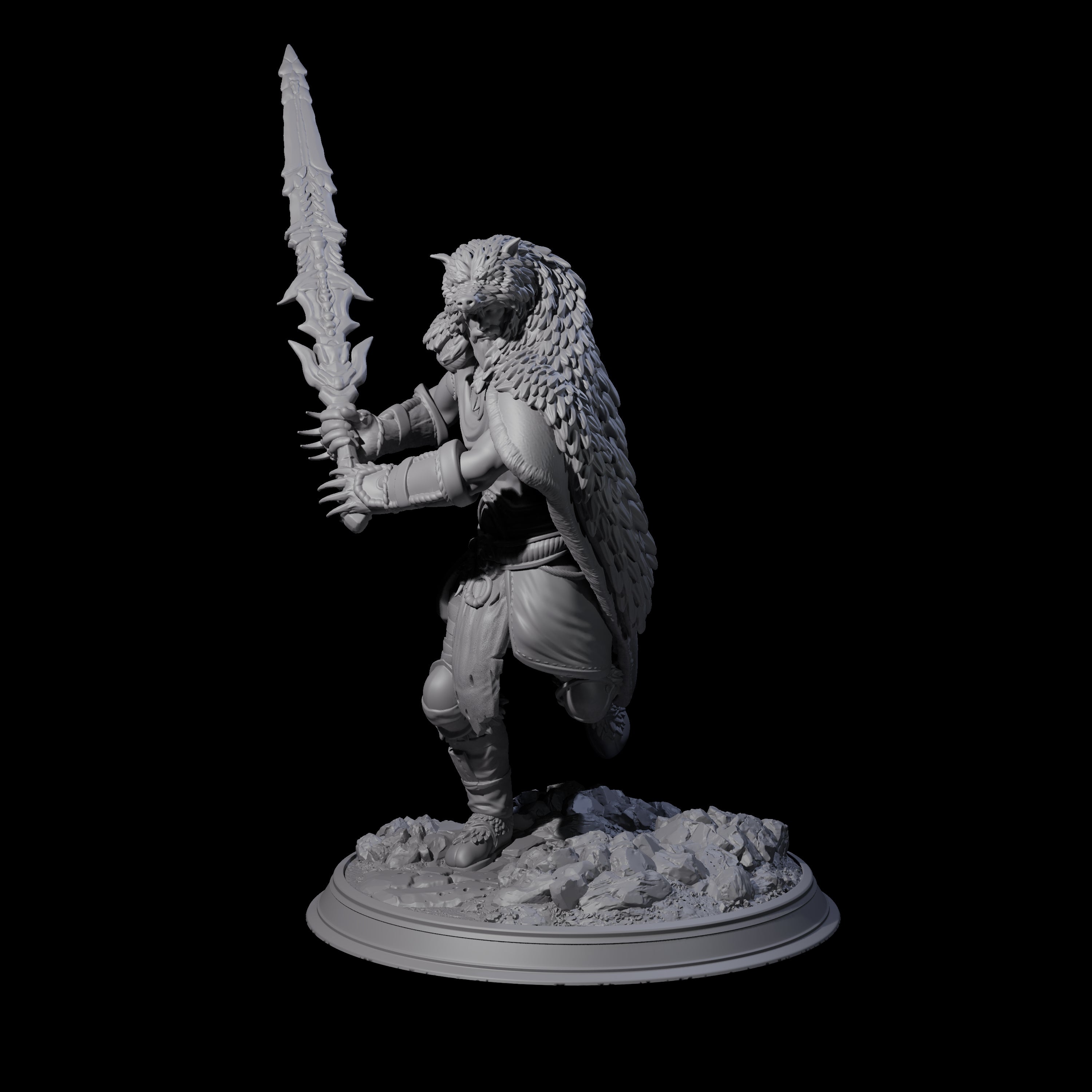 Charging Barbarian Warrior Miniature for Dungeons and Dragons, Pathfinder or other TTRPGs