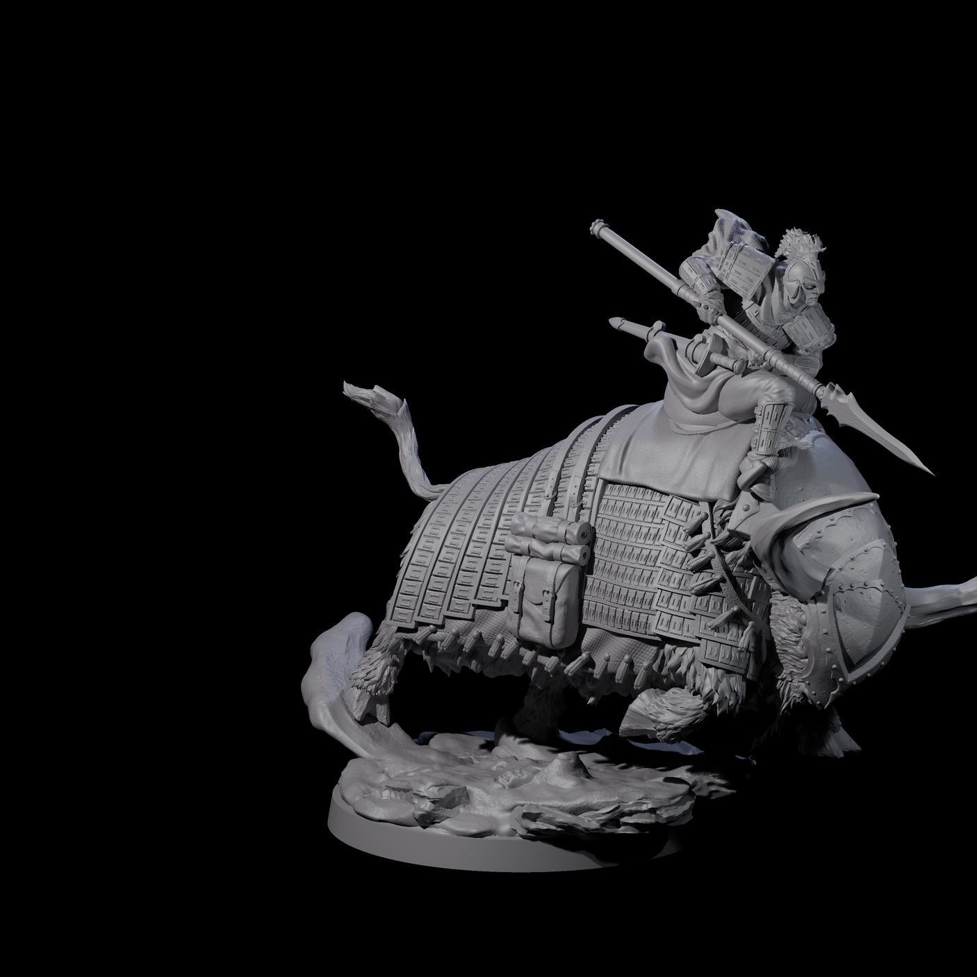 Charging Battle Yak Rider A Miniature for Dungeons and Dragons, Pathfinder or other TTRPGs