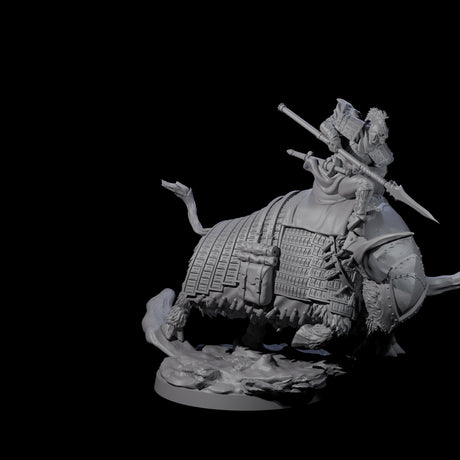 Charging Battle Yak Rider A Miniature for Dungeons and Dragons, Pathfinder or other TTRPGs