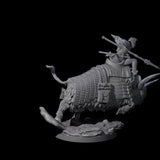 Charging Battle Yak Rider A Miniature for Dungeons and Dragons, Pathfinder or other TTRPGs