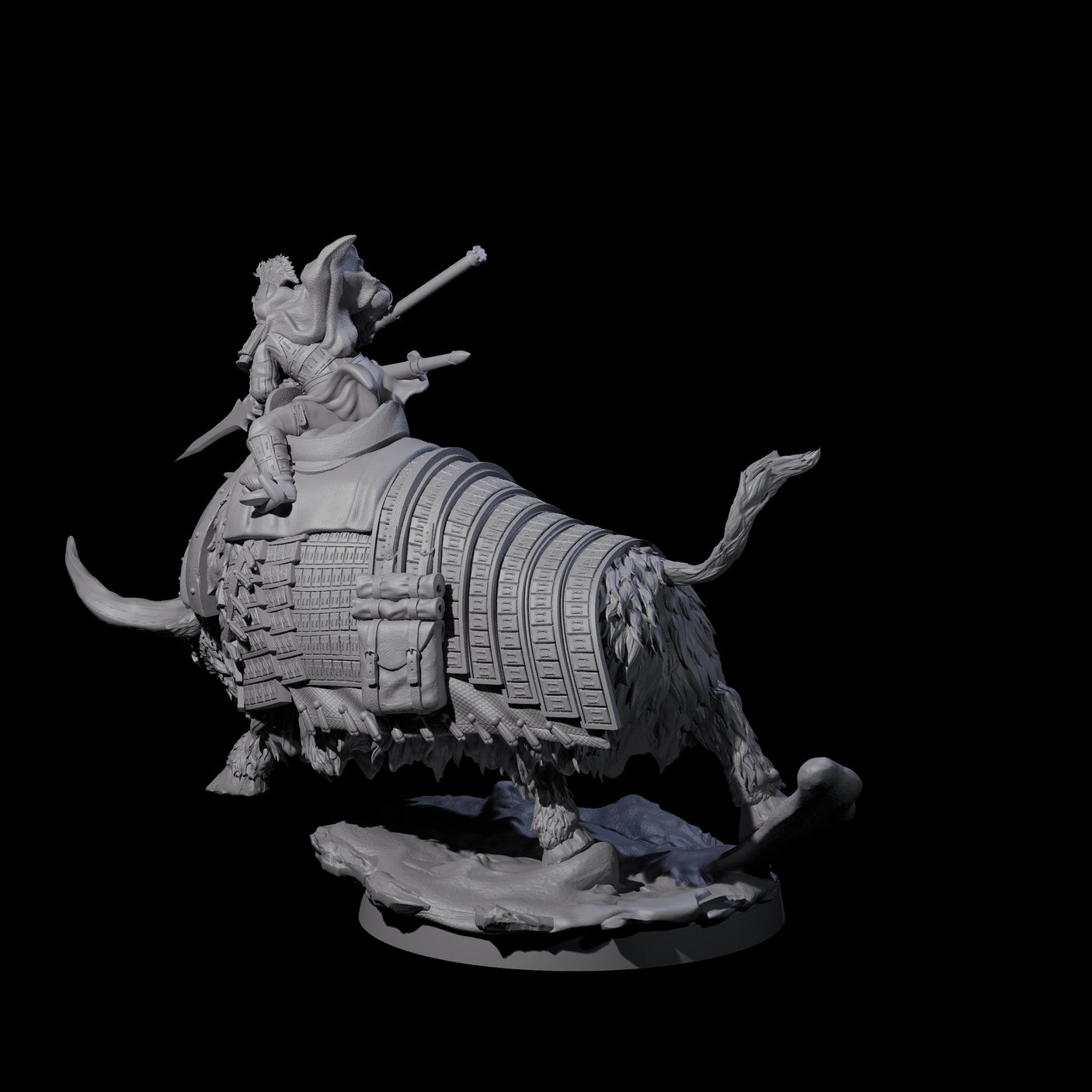 Charging Battle Yak Rider A Miniature for Dungeons and Dragons, Pathfinder or other TTRPGs