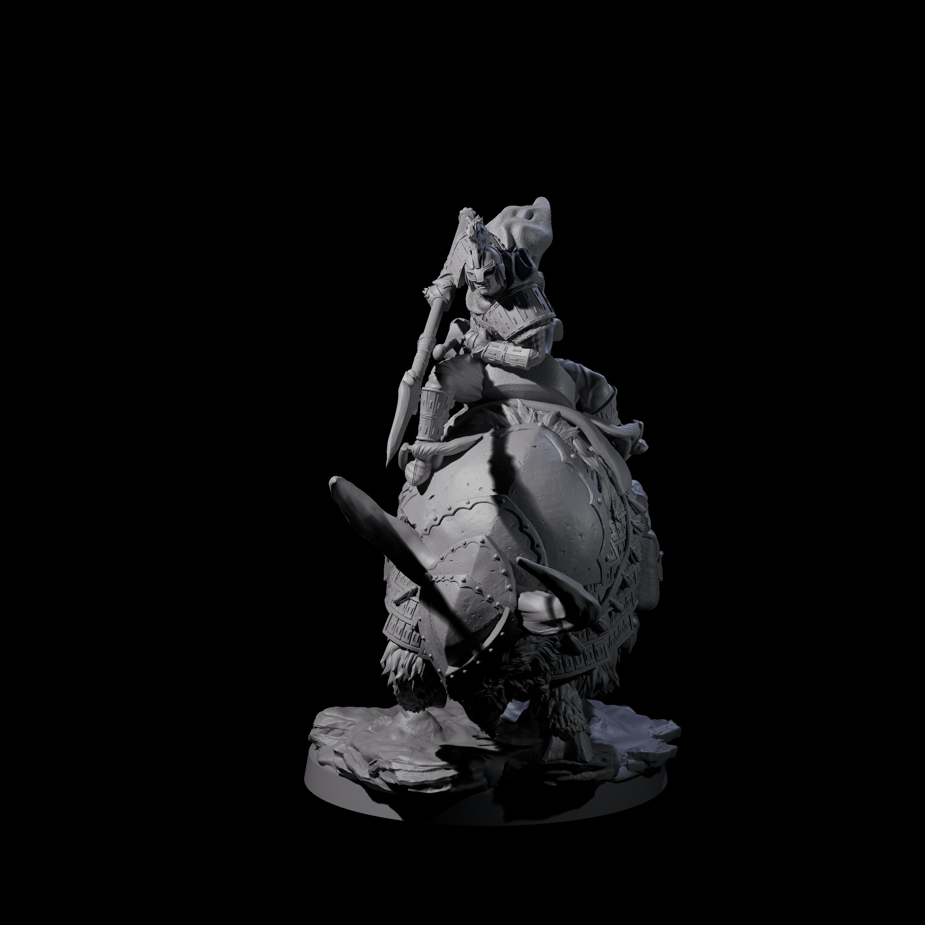Charging Battle Yak Rider A Miniature for Dungeons and Dragons, Pathfinder or other TTRPGs