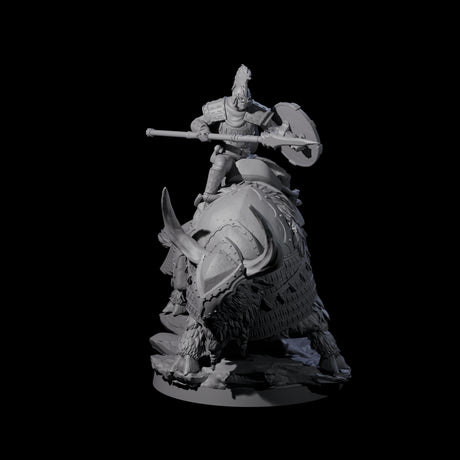 Charging Battle Yak Rider B Miniature for Dungeons and Dragons, Pathfinder or other TTRPGs