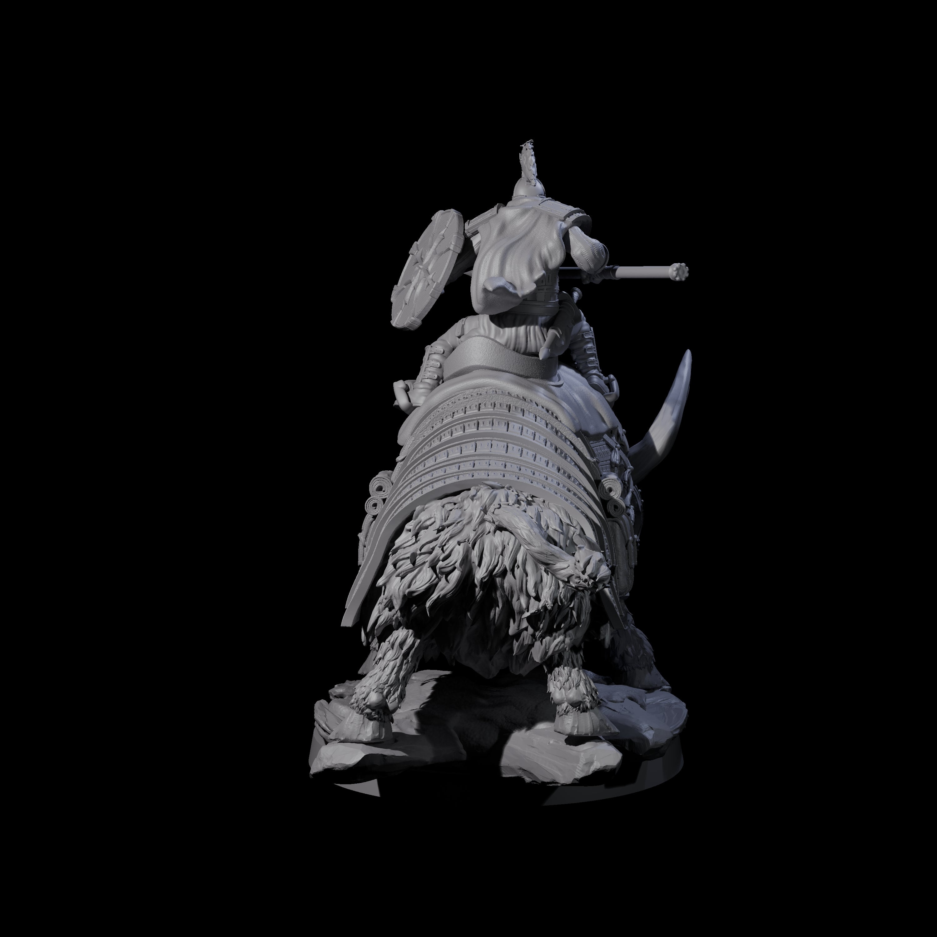 Charging Battle Yak Rider B Miniature for Dungeons and Dragons, Pathfinder or other TTRPGs