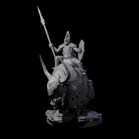 Charging Battle Yak Rider C Miniature for Dungeons and Dragons, Pathfinder or other TTRPGs
