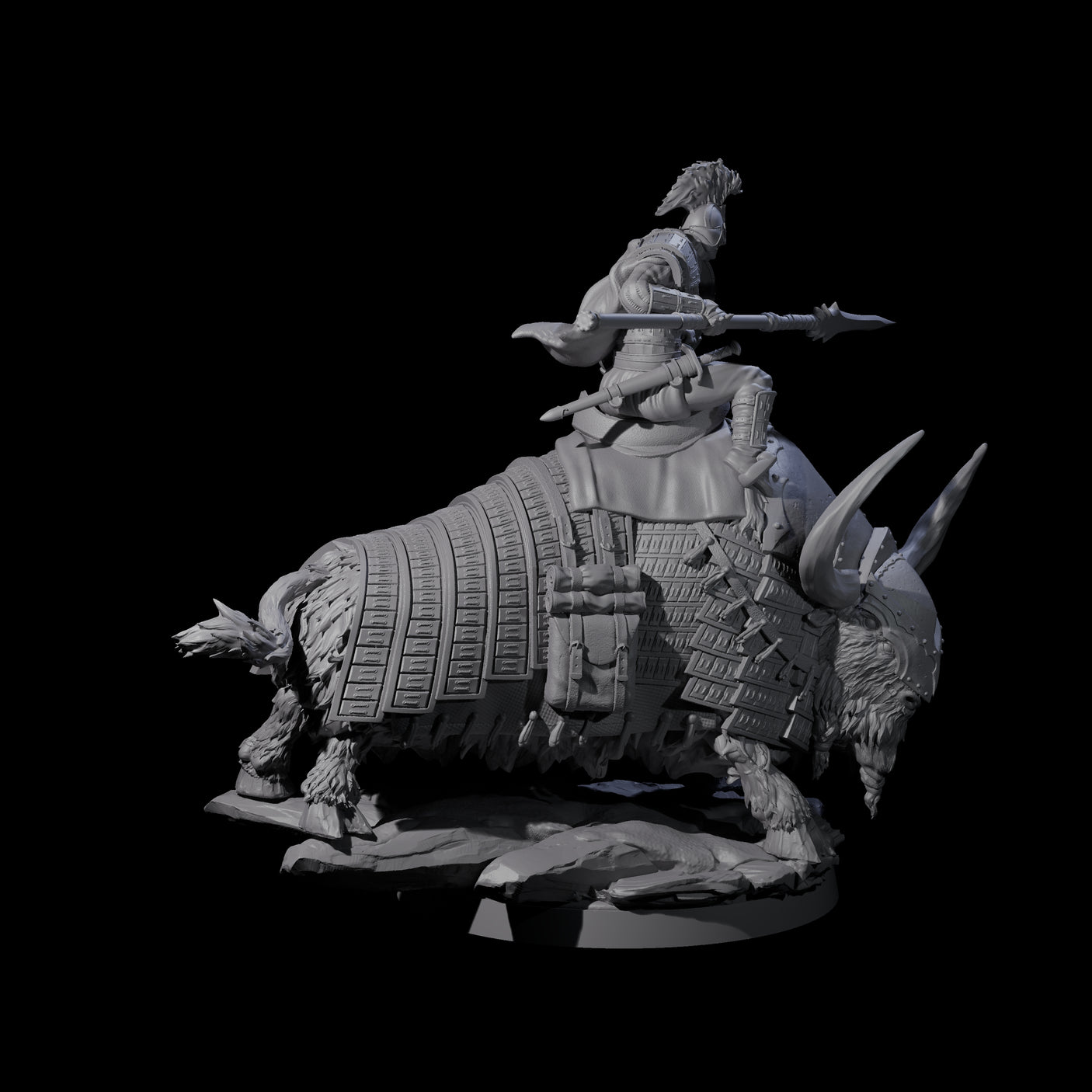 Charging Battle Yak Riders Miniature for Dungeons and Dragons, Pathfinder or other TTRPGs