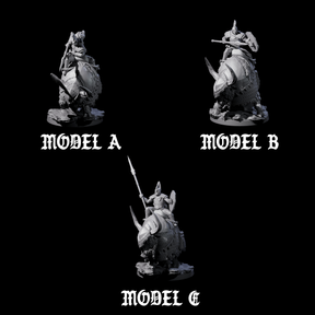 Charging Battle Yak Riders Miniature for Dungeons and Dragons, Pathfinder or other TTRPGs