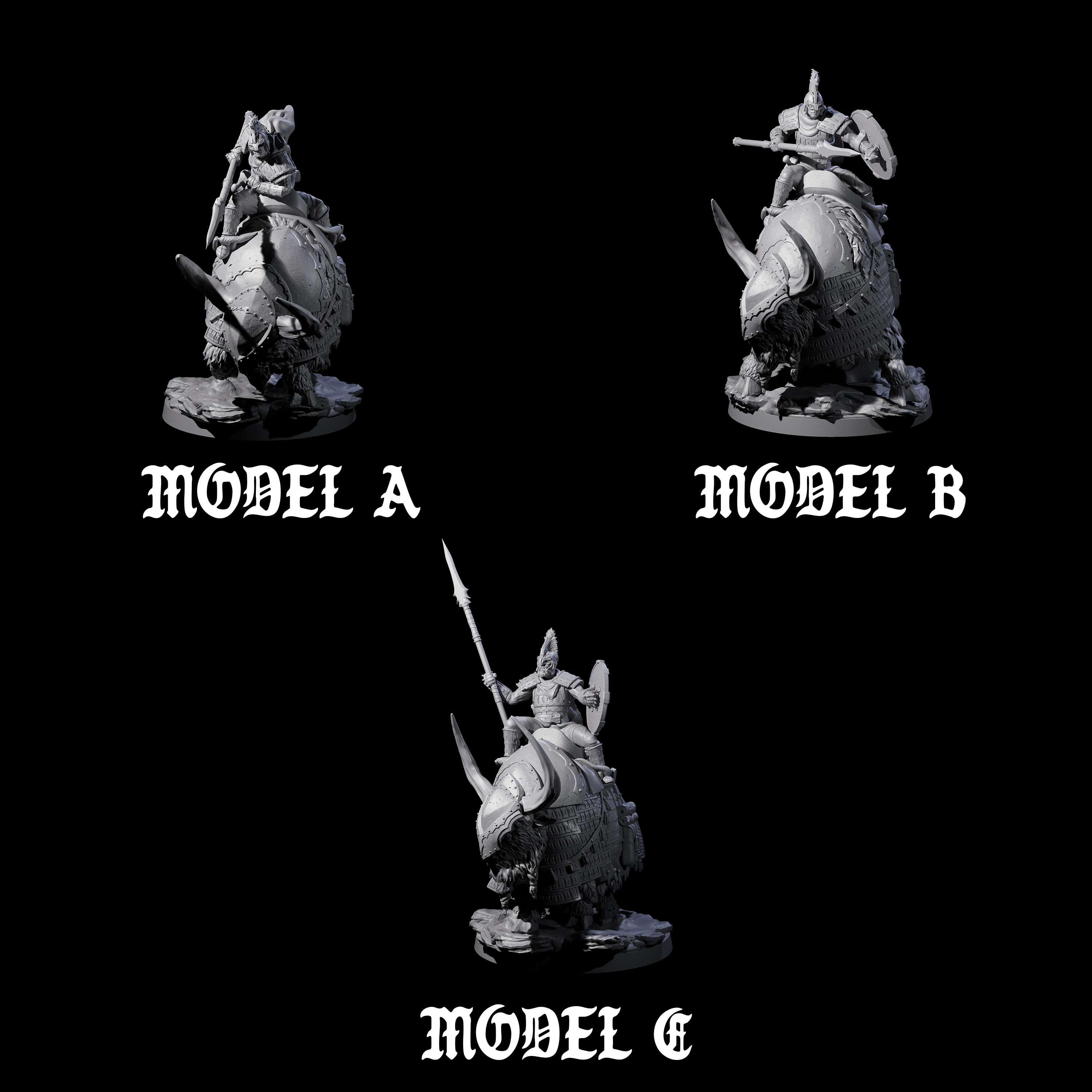 Charging Battle Yak Riders Miniature for Dungeons and Dragons, Pathfinder or other TTRPGs