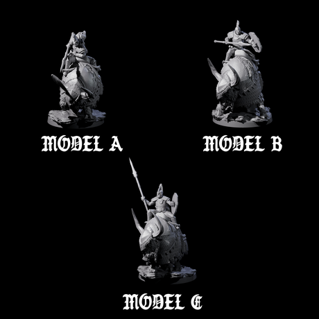 Charging Battle Yak Riders Miniature for Dungeons and Dragons, Pathfinder or other TTRPGs
