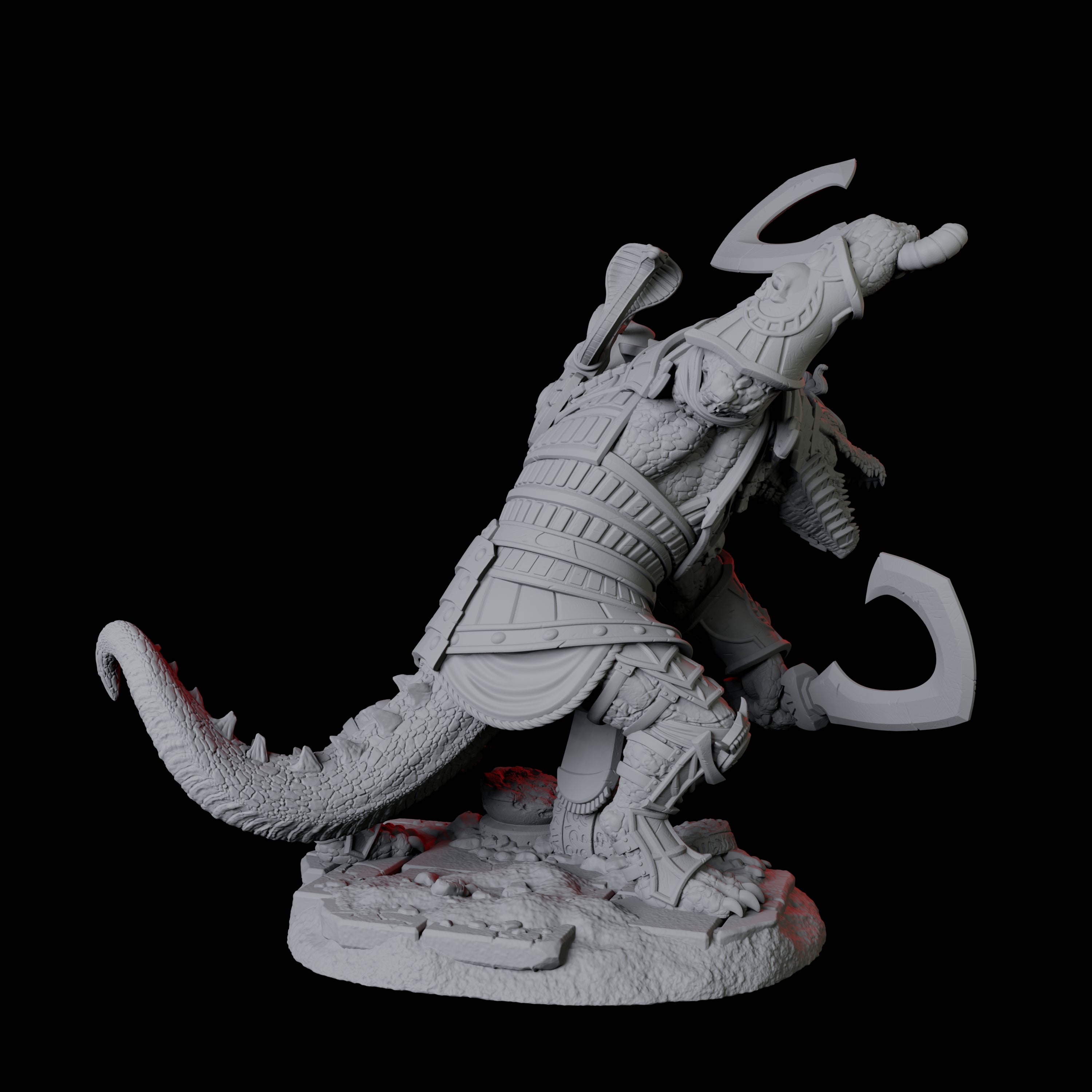 Charging Crocodile Lizardfolk Soldier A Miniature for Dungeons and Dragons, Pathfinder or other TTRPGs