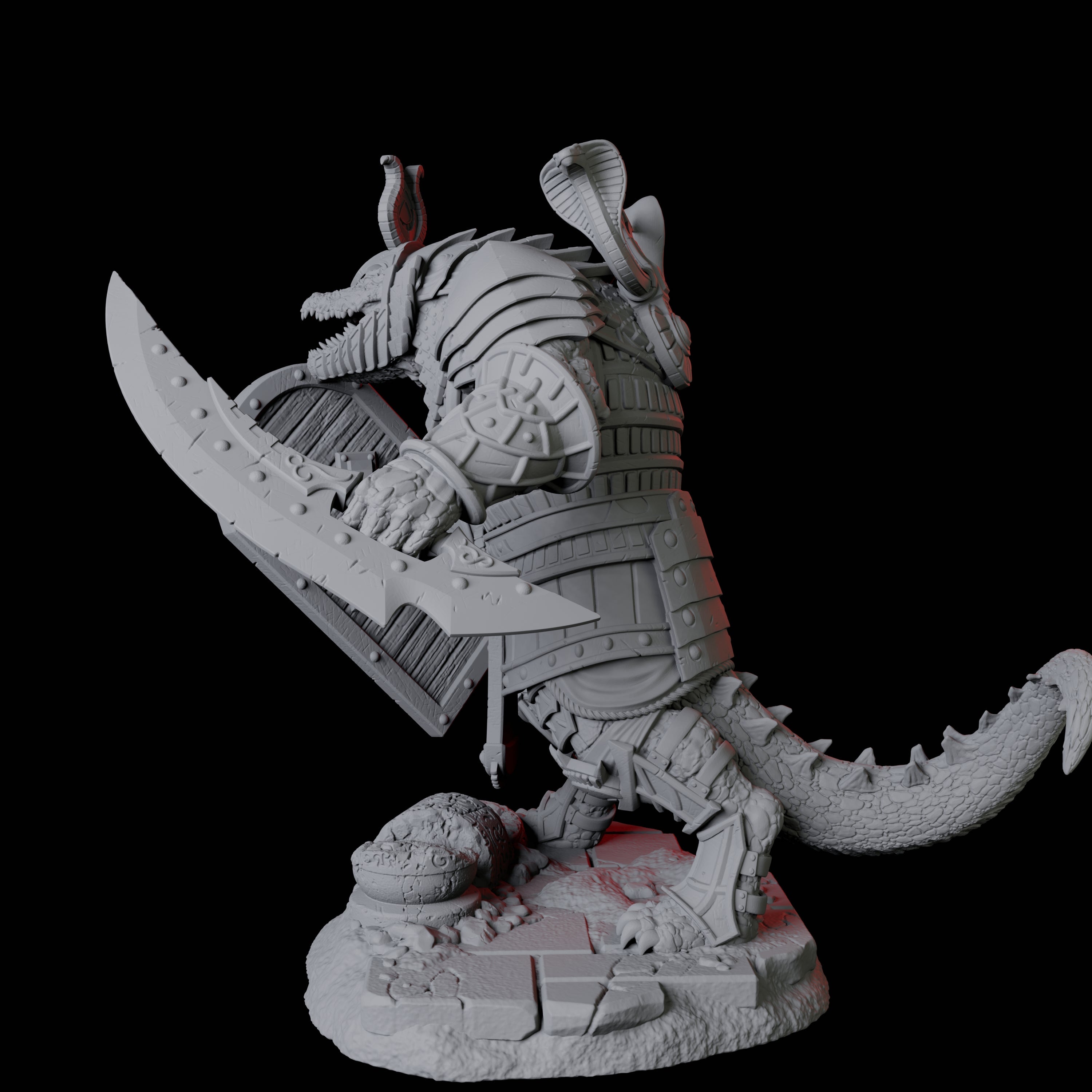 Charging Crocodile Lizardfolk Soldier B Miniature for Dungeons and Dragons, Pathfinder or other TTRPGs