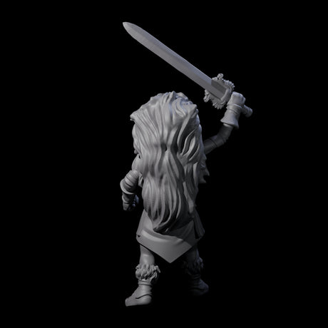 Charging Gnome Barbarian Miniature for Dungeons and Dragons, Pathfinder or other TTRPGs