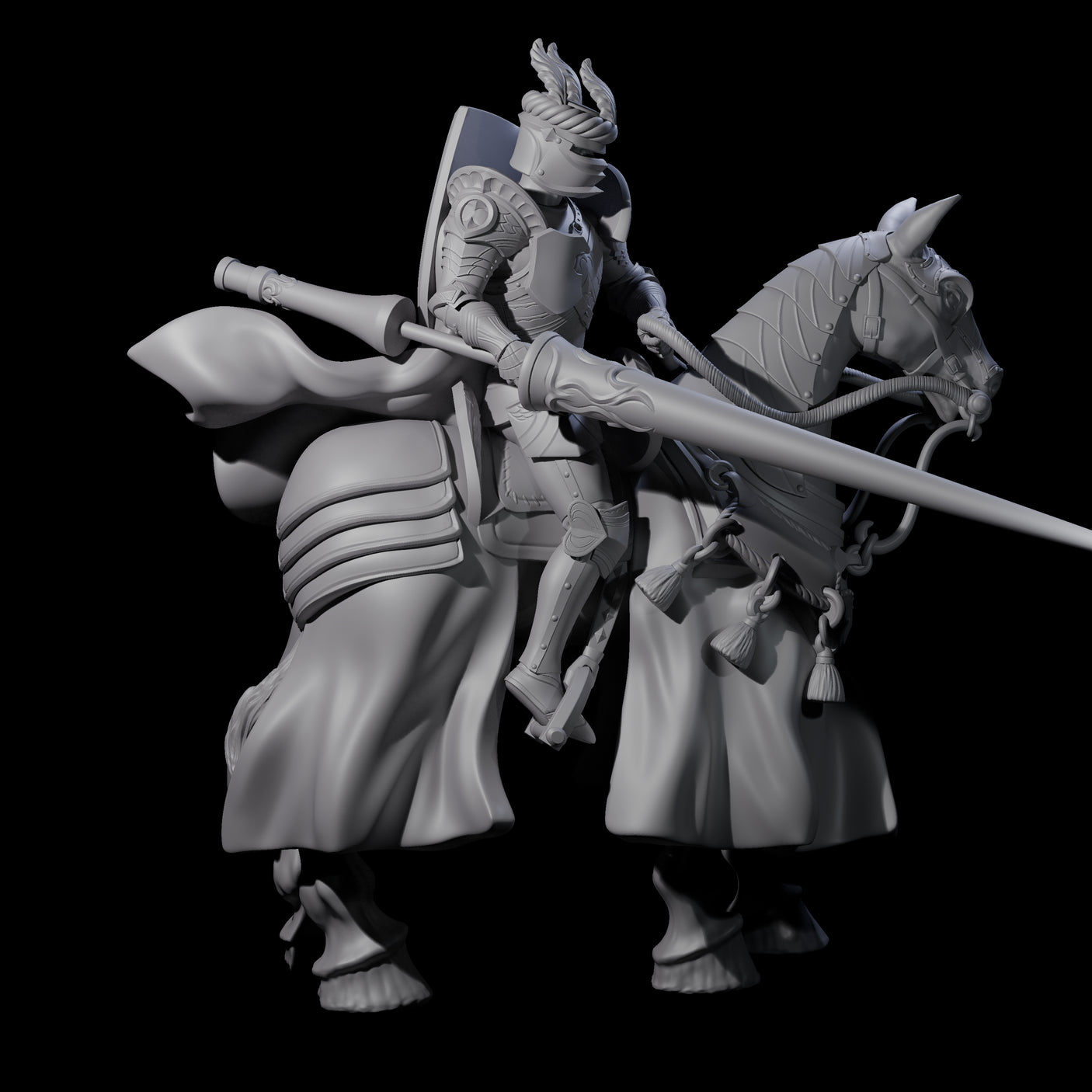 Charging Joust Knight Miniature for Dungeons and Dragons, Pathfinder or other TTRPGs