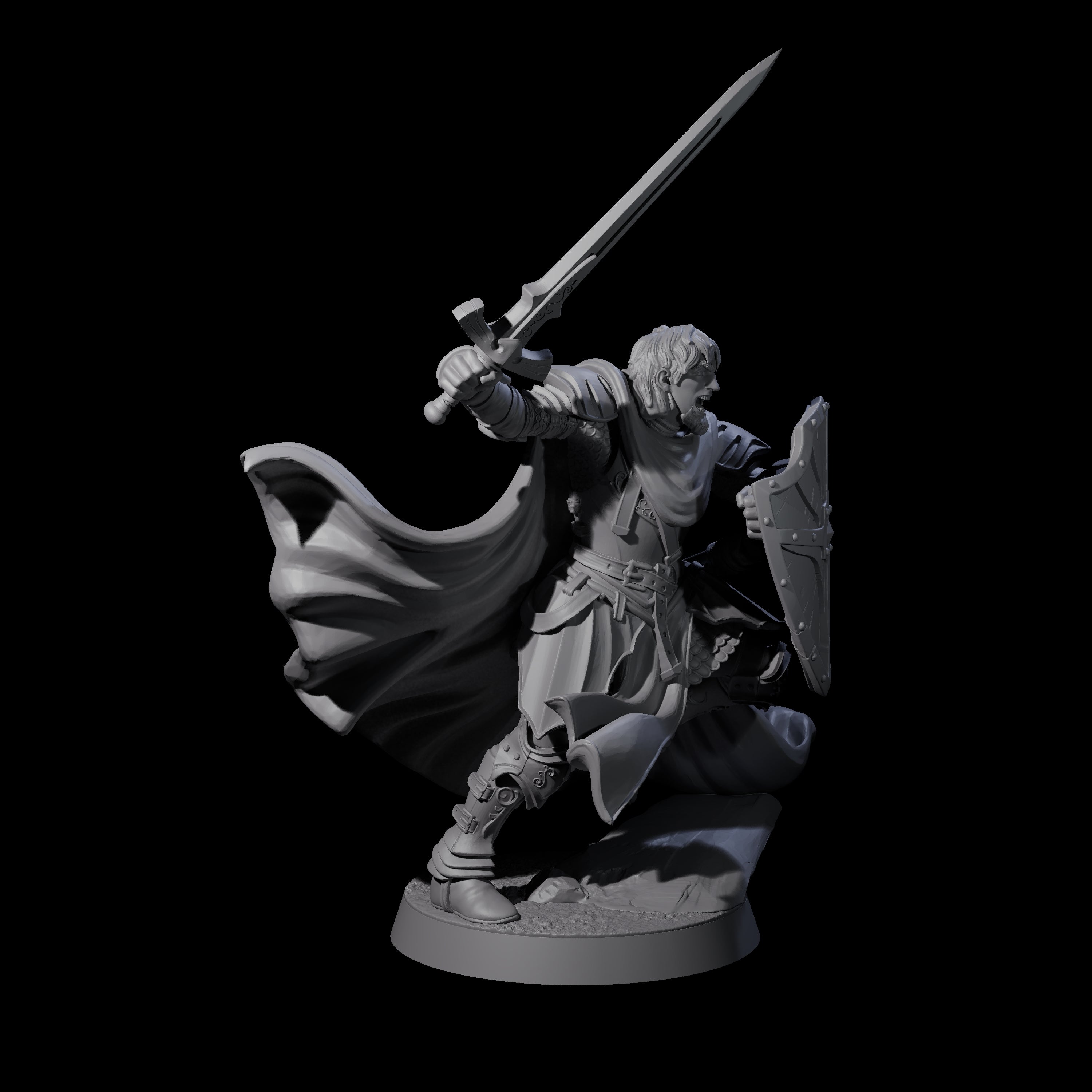 Charging Knight Captain Miniature for Dungeons and Dragons, Pathfinder or other TTRPGs