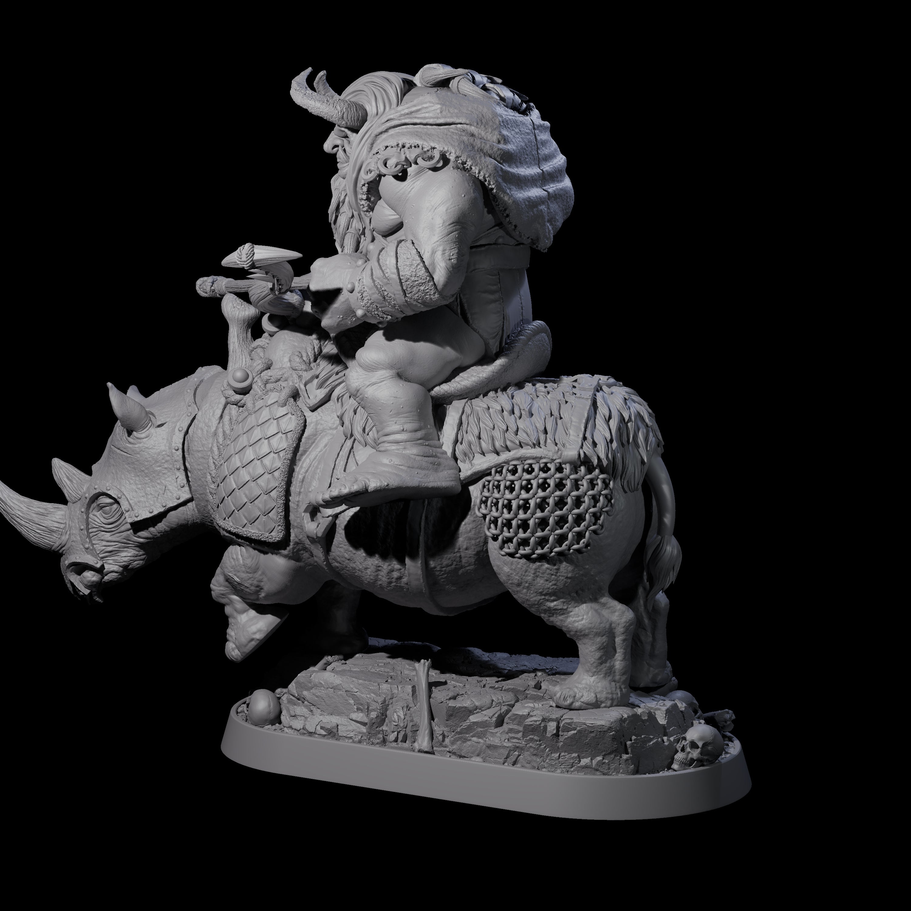 Charging Ogre Rhino Rider A Miniature for Dungeons and Dragons, Pathfinder or other TTRPGs