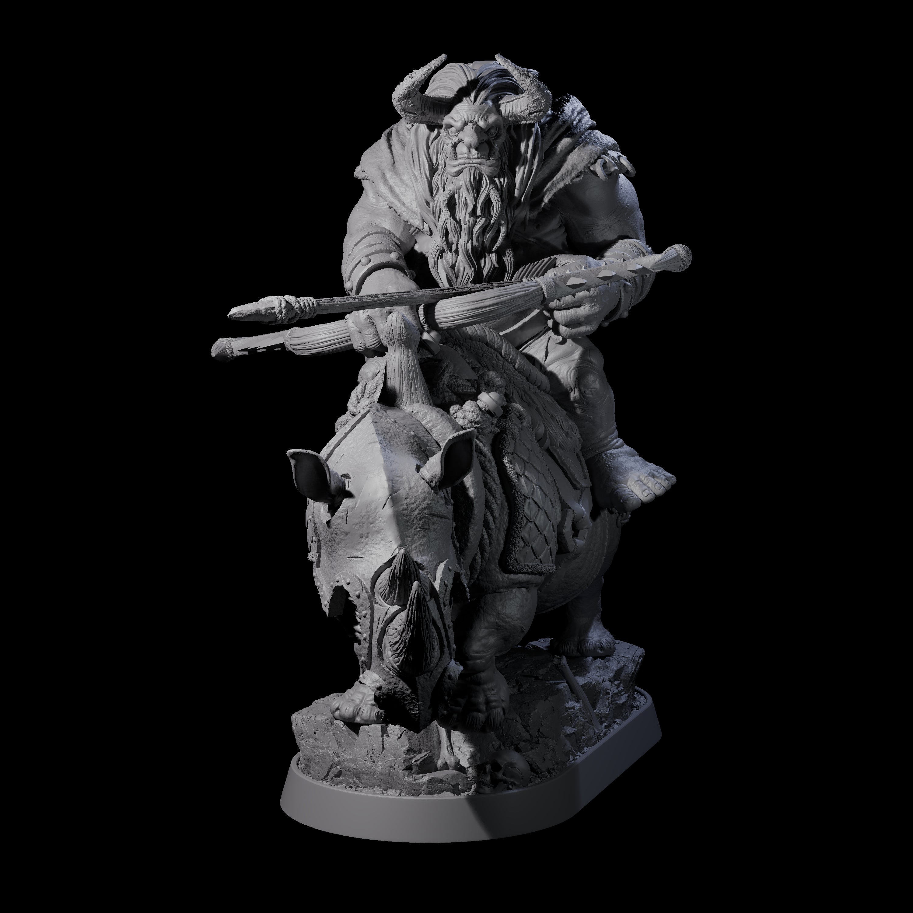 Charging Ogre Rhino Rider A Miniature for Dungeons and Dragons, Pathfinder or other TTRPGs