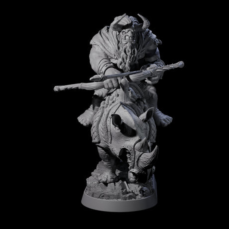 Charging Ogre Rhino Rider A Miniature for Dungeons and Dragons, Pathfinder or other TTRPGs