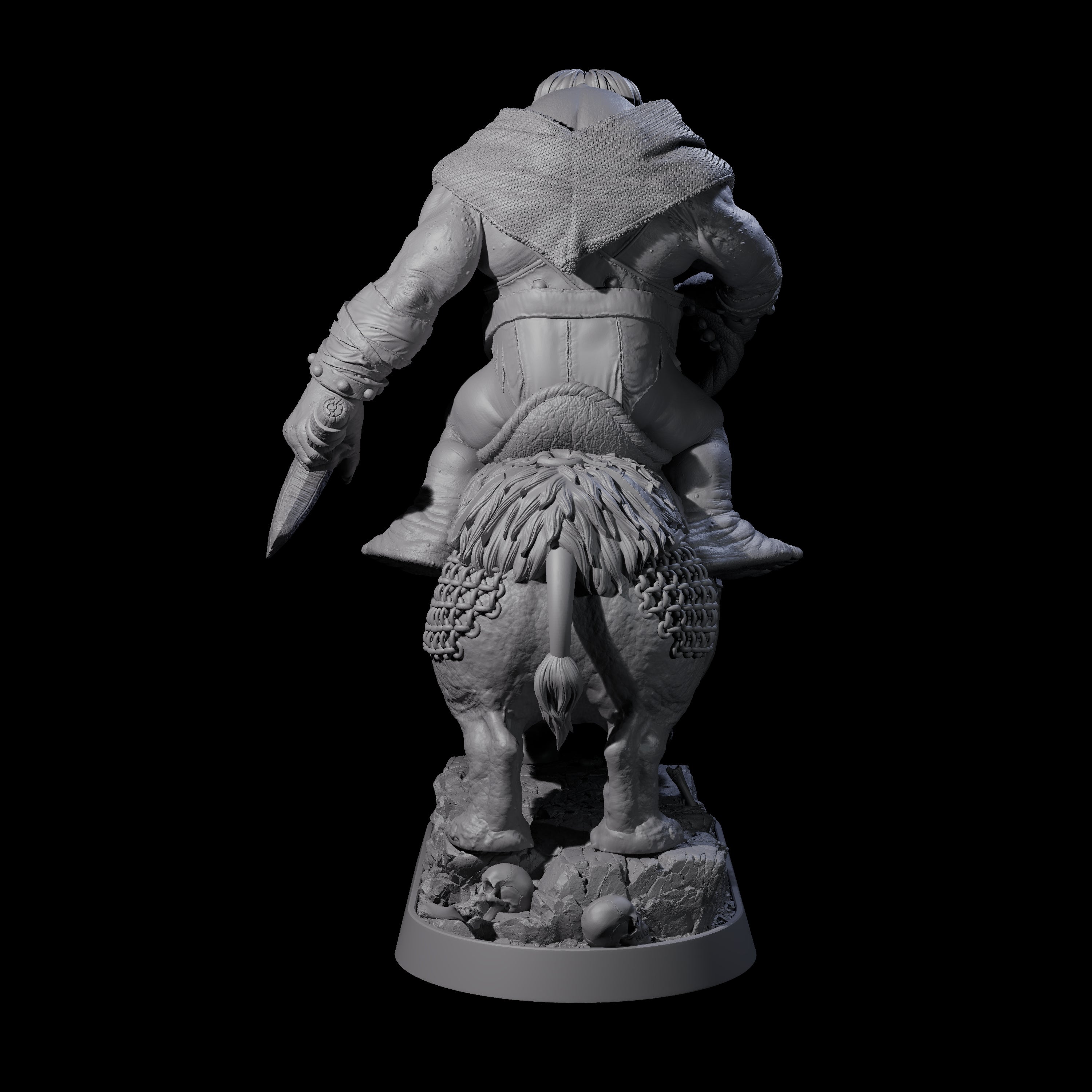 Charging Ogre Rhino Rider B Miniature for Dungeons and Dragons, Pathfinder or other TTRPGs