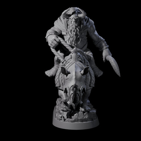 Charging Ogre Rhino Rider B Miniature for Dungeons and Dragons, Pathfinder or other TTRPGs