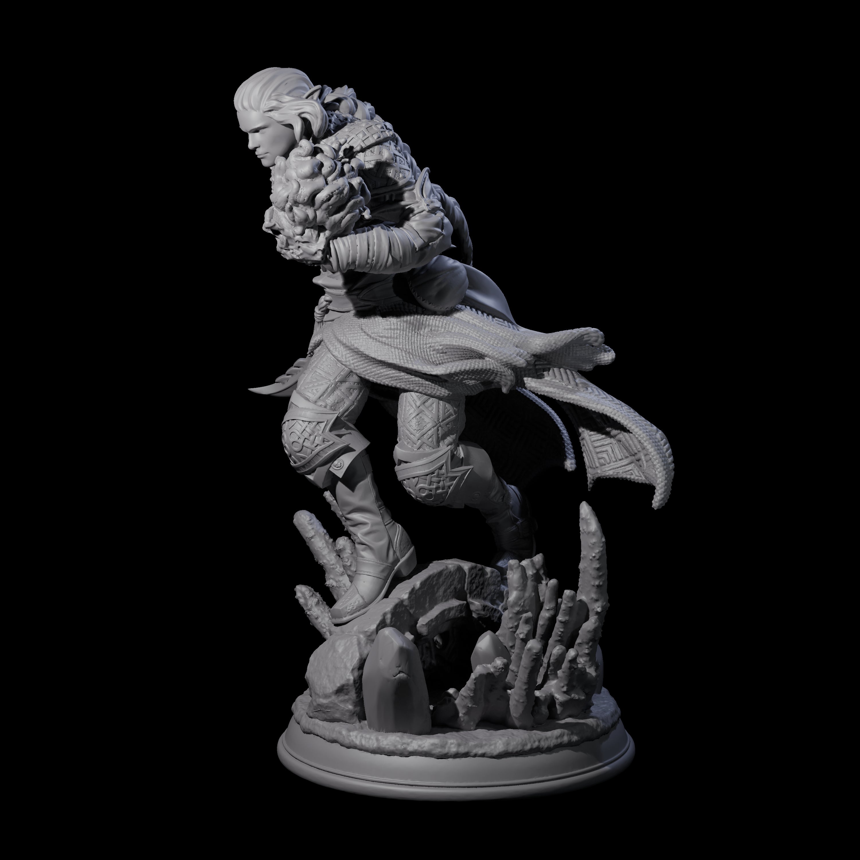 Charging Rogue Wizard Miniature for Dungeons and Dragons, Pathfinder or other TTRPGs