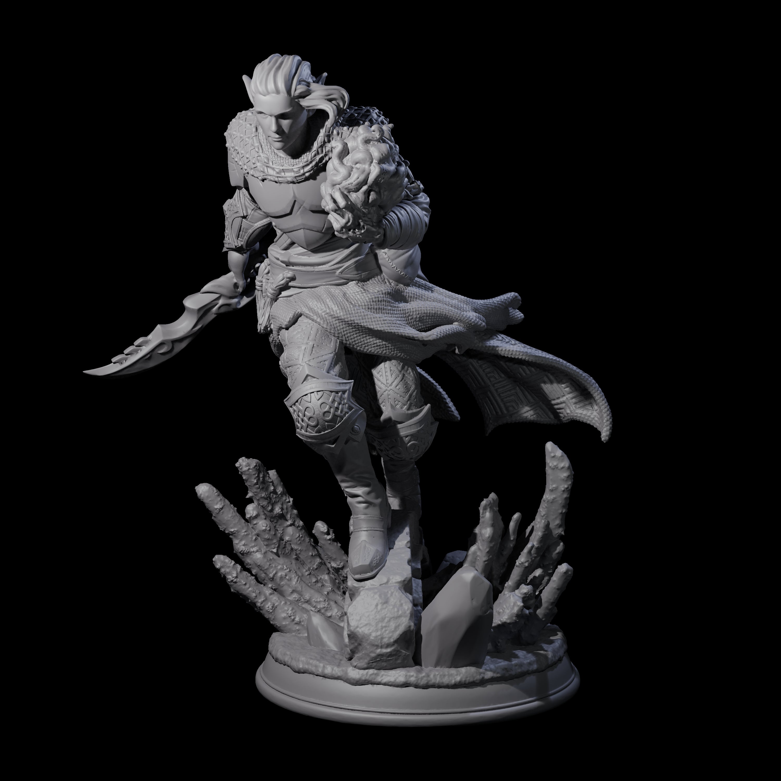 Charging Rogue Wizard Miniature for Dungeons and Dragons, Pathfinder or other TTRPGs