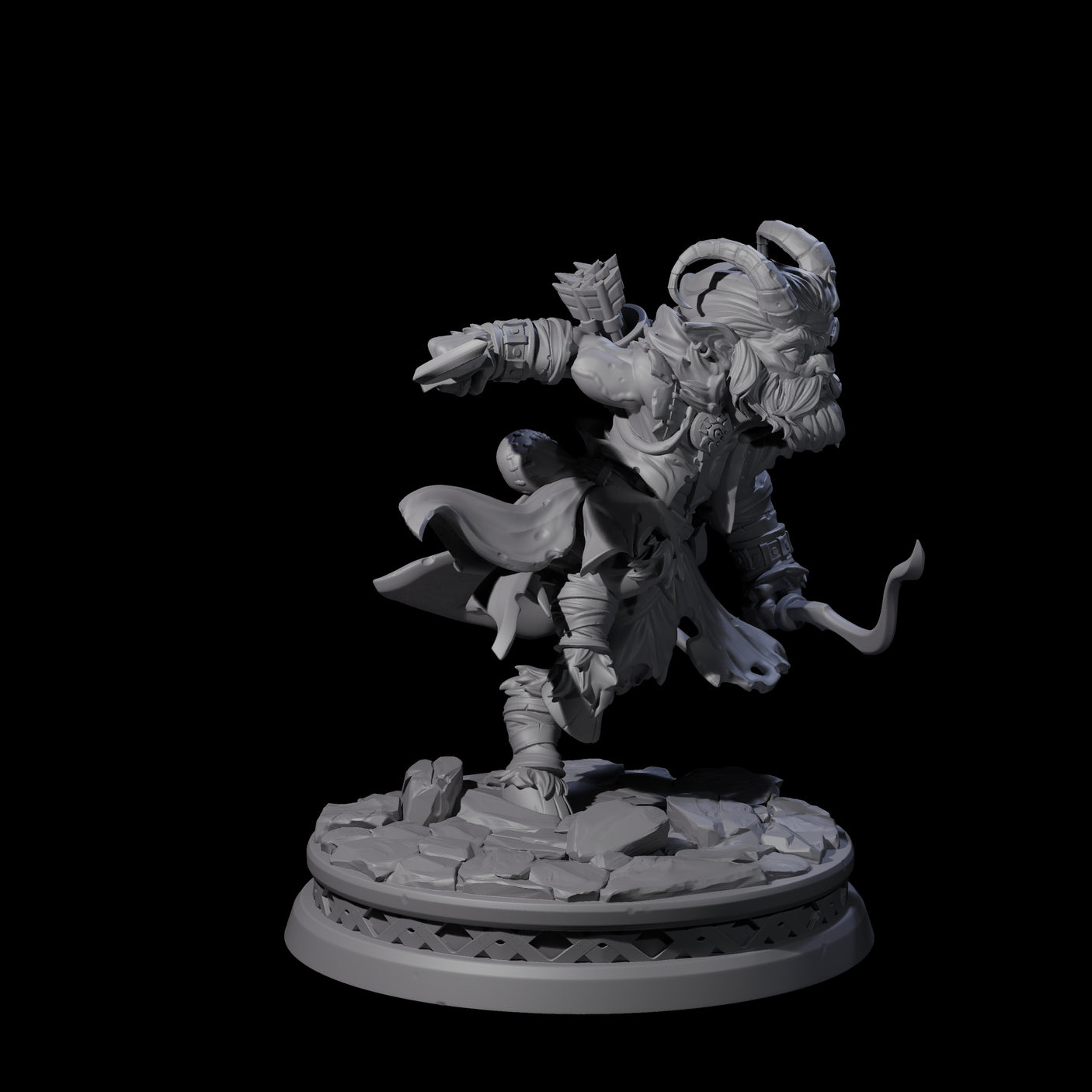 Charging Tiefling Elder Miniature for Dungeons and Dragons, Pathfinder or other TTRPGs