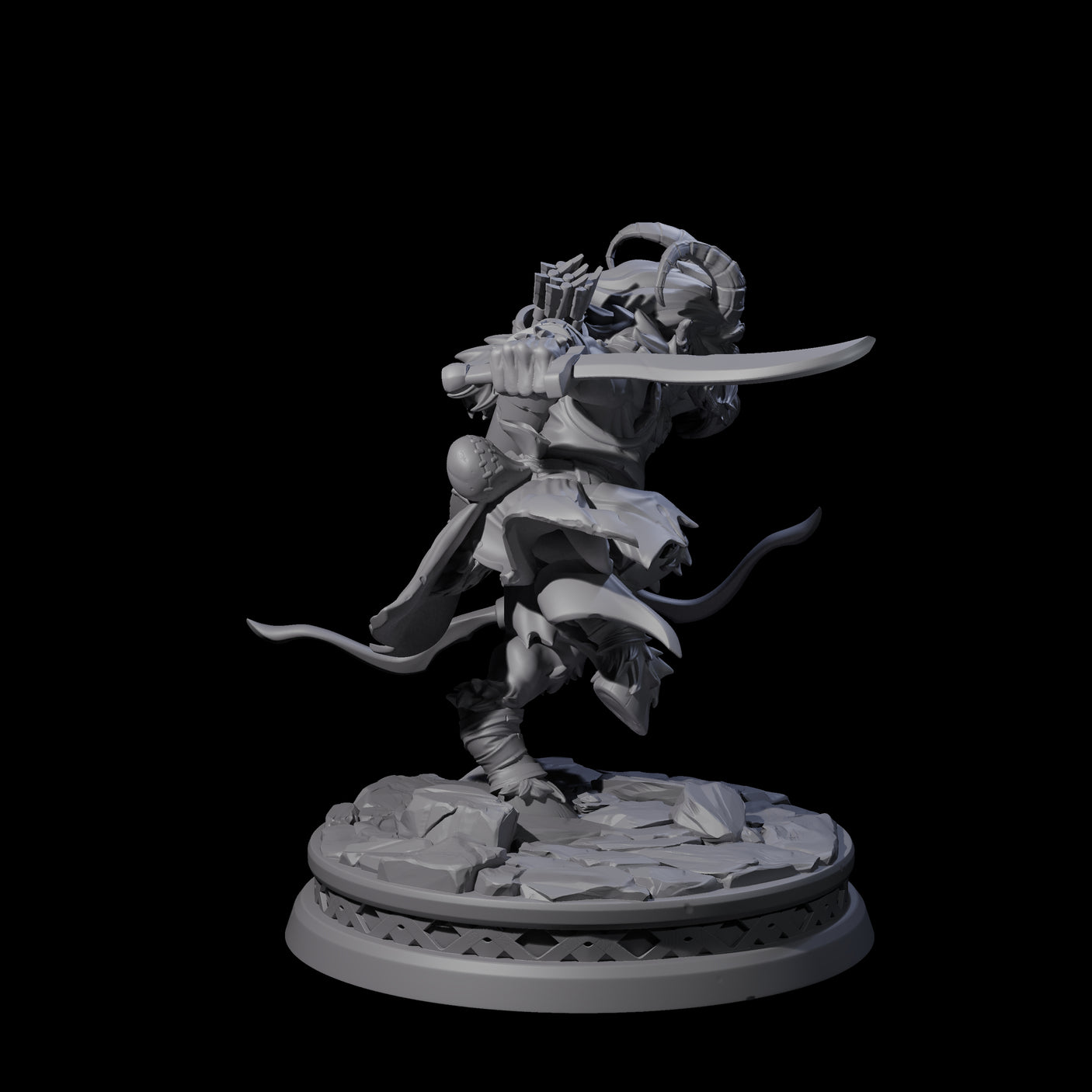 Charging Tiefling Elder Miniature for Dungeons and Dragons, Pathfinder or other TTRPGs